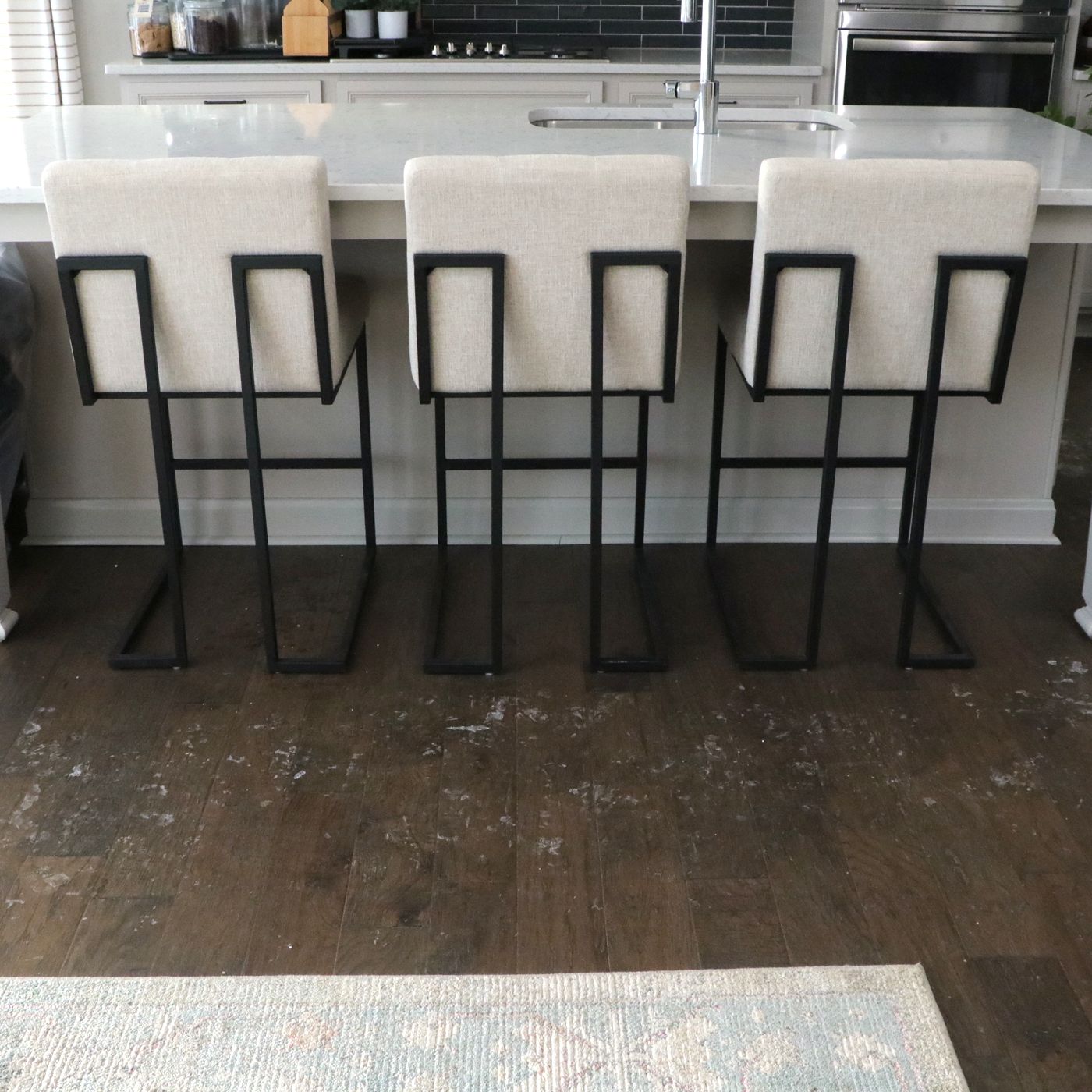 * Set of Three Modway Upholstered Stools with Cantilever Iron Frame