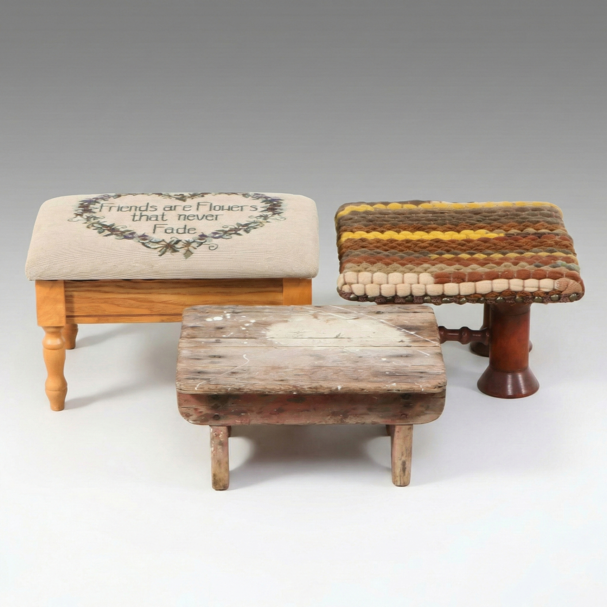 Van Troxel Needlepoint Footstool with Others