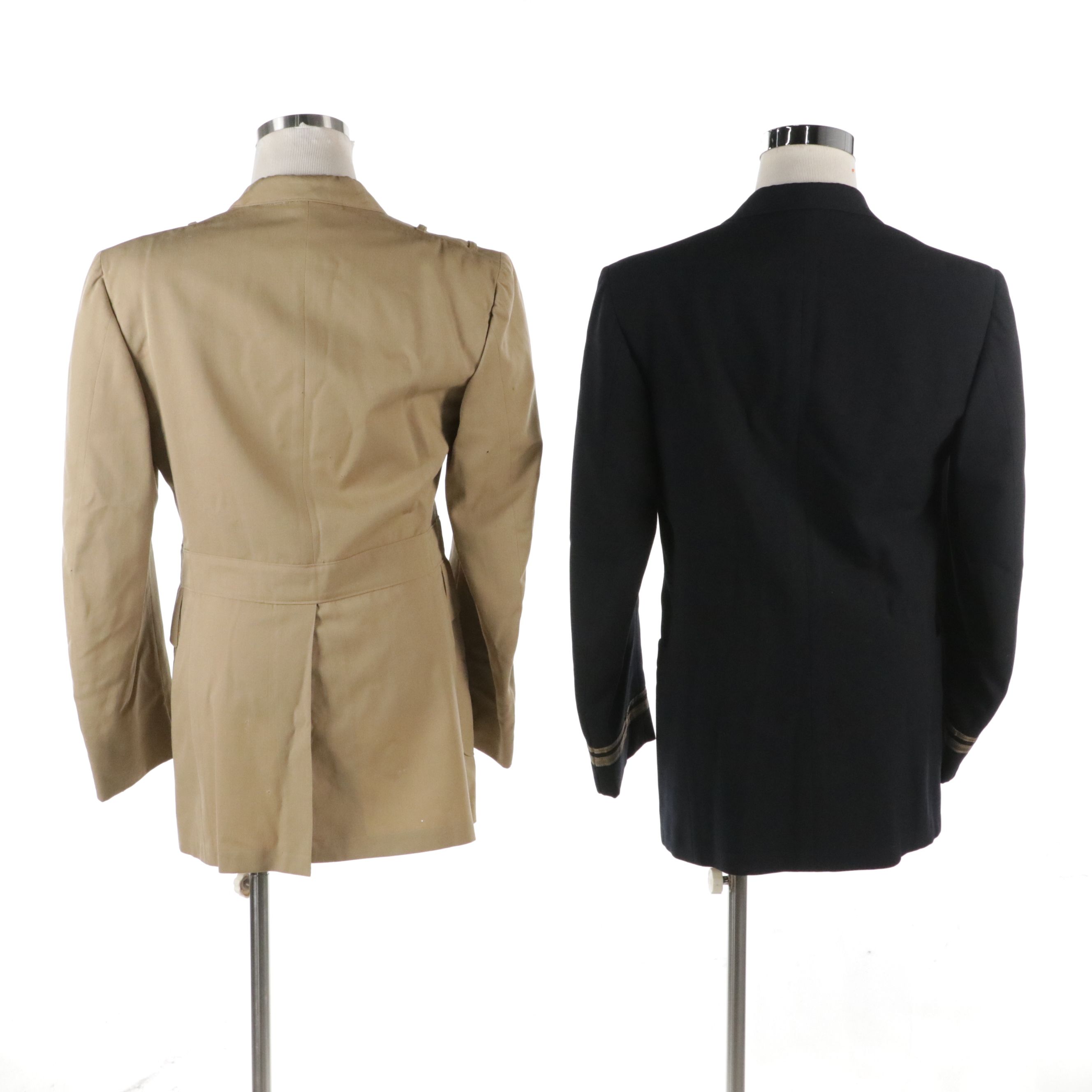 Post WWII Era US Navy Dress Blue and Dress Khaki Uniform Jackets