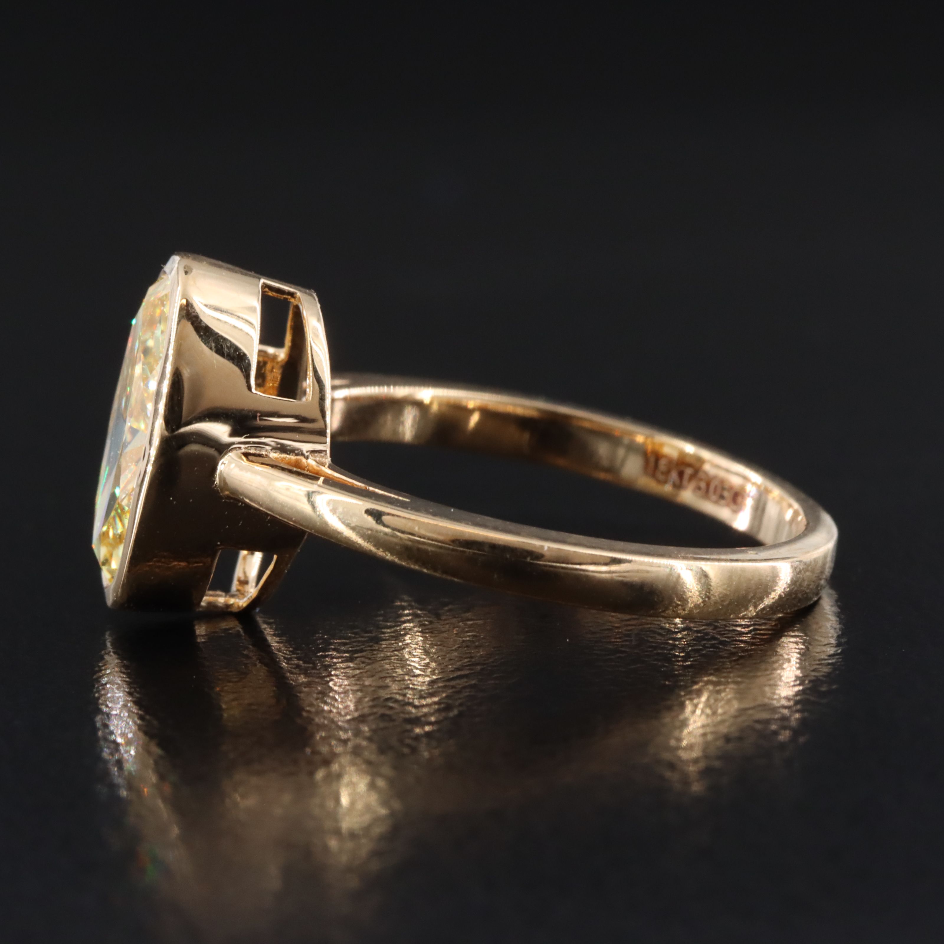 18K 3.03 CT Lab Grown Fancy Intense Yellow Diamond Solitaire Ring w/ IGI Report