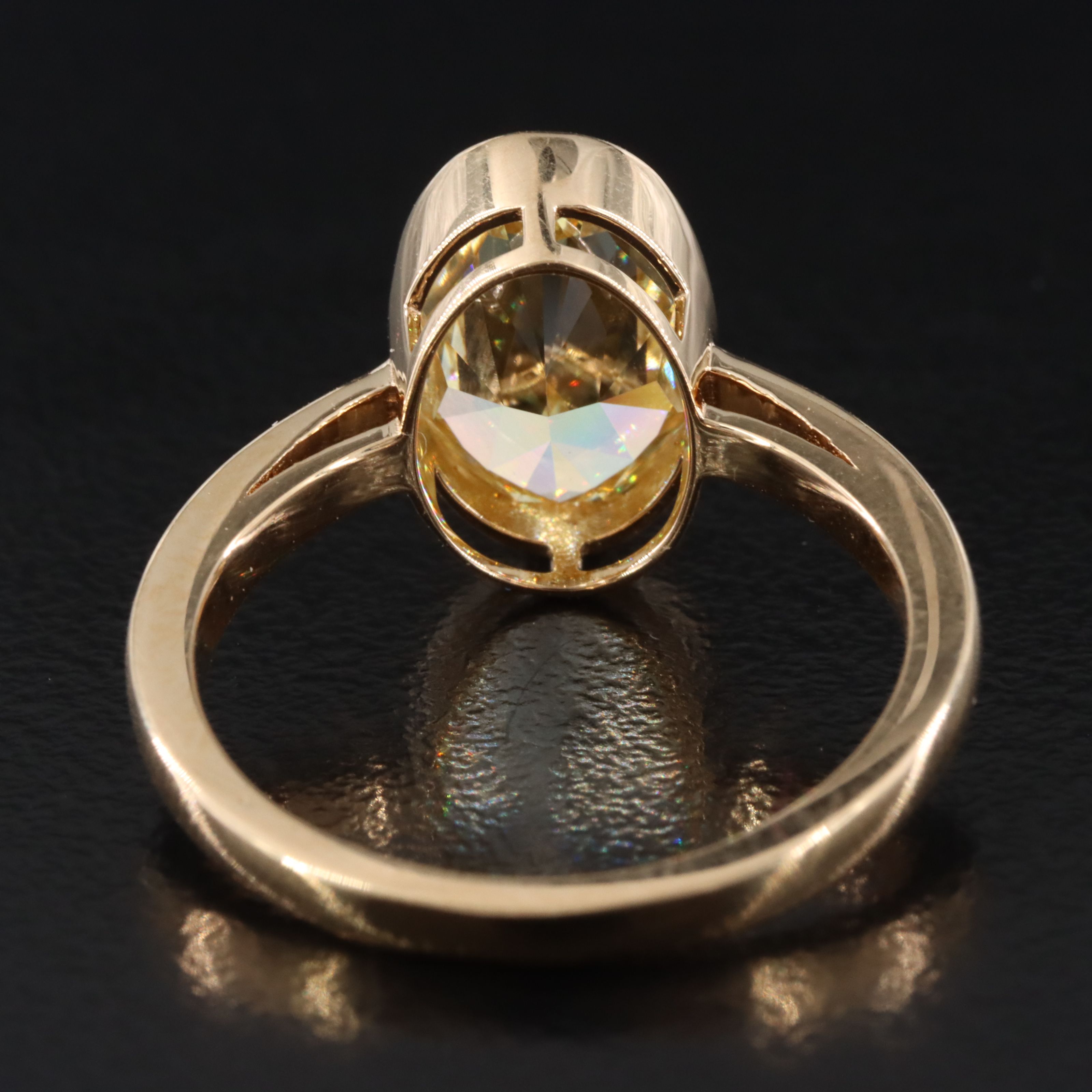 18K 3.03 CT Lab Grown Fancy Intense Yellow Diamond Solitaire Ring w/ IGI Report