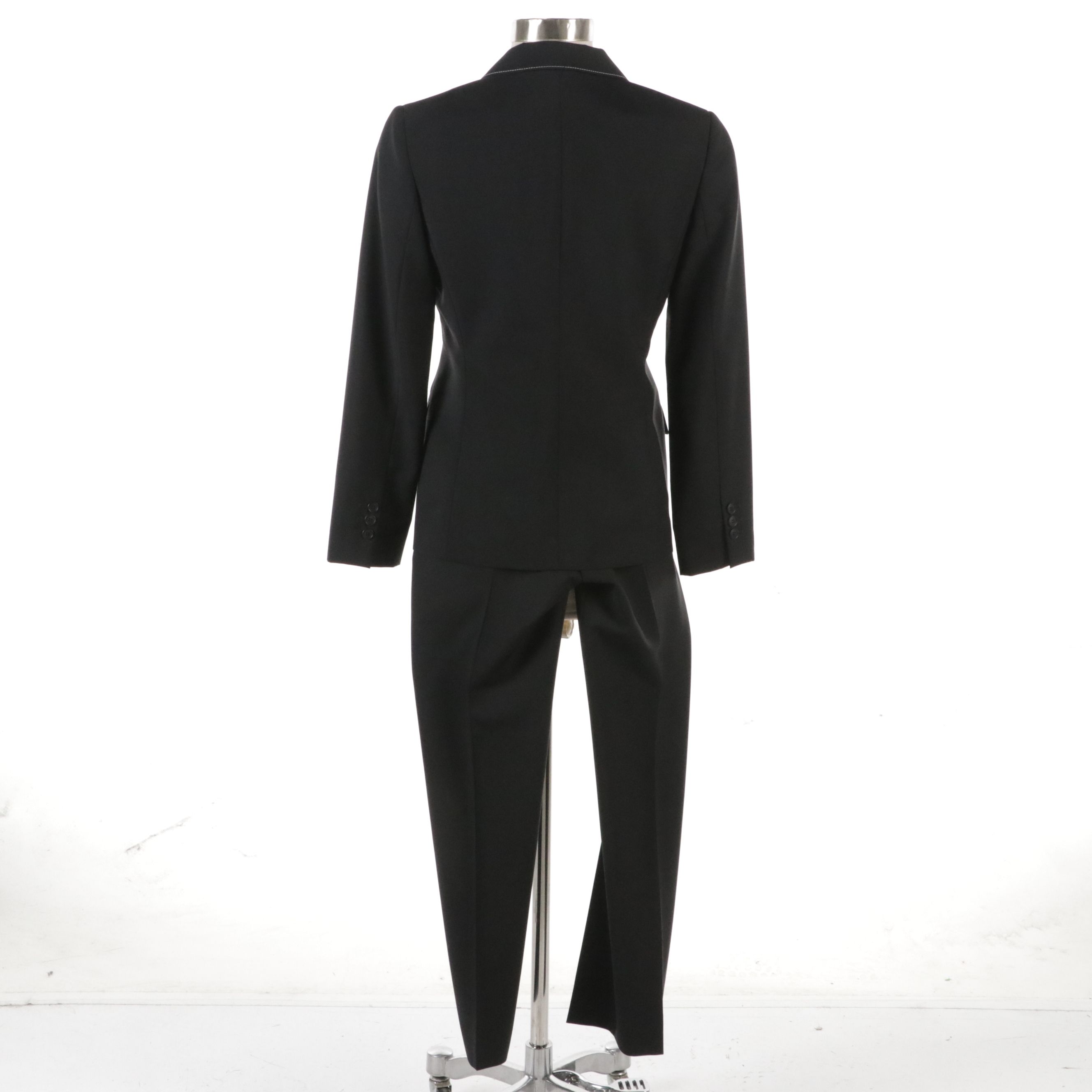 Prada Black Two-Button Pantsuit with Contrast Stitching