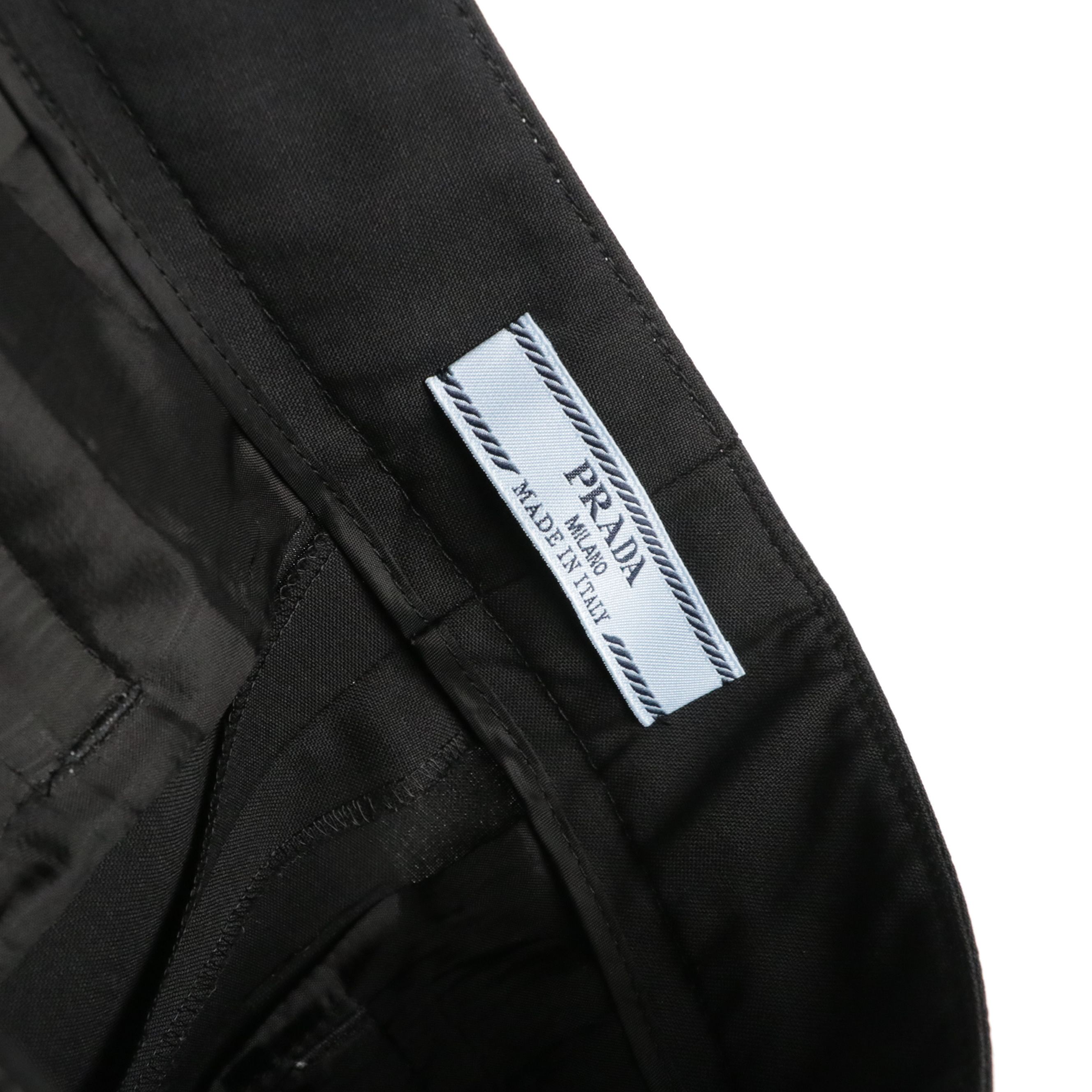 Prada Black Two-Button Pantsuit with Contrast Stitching