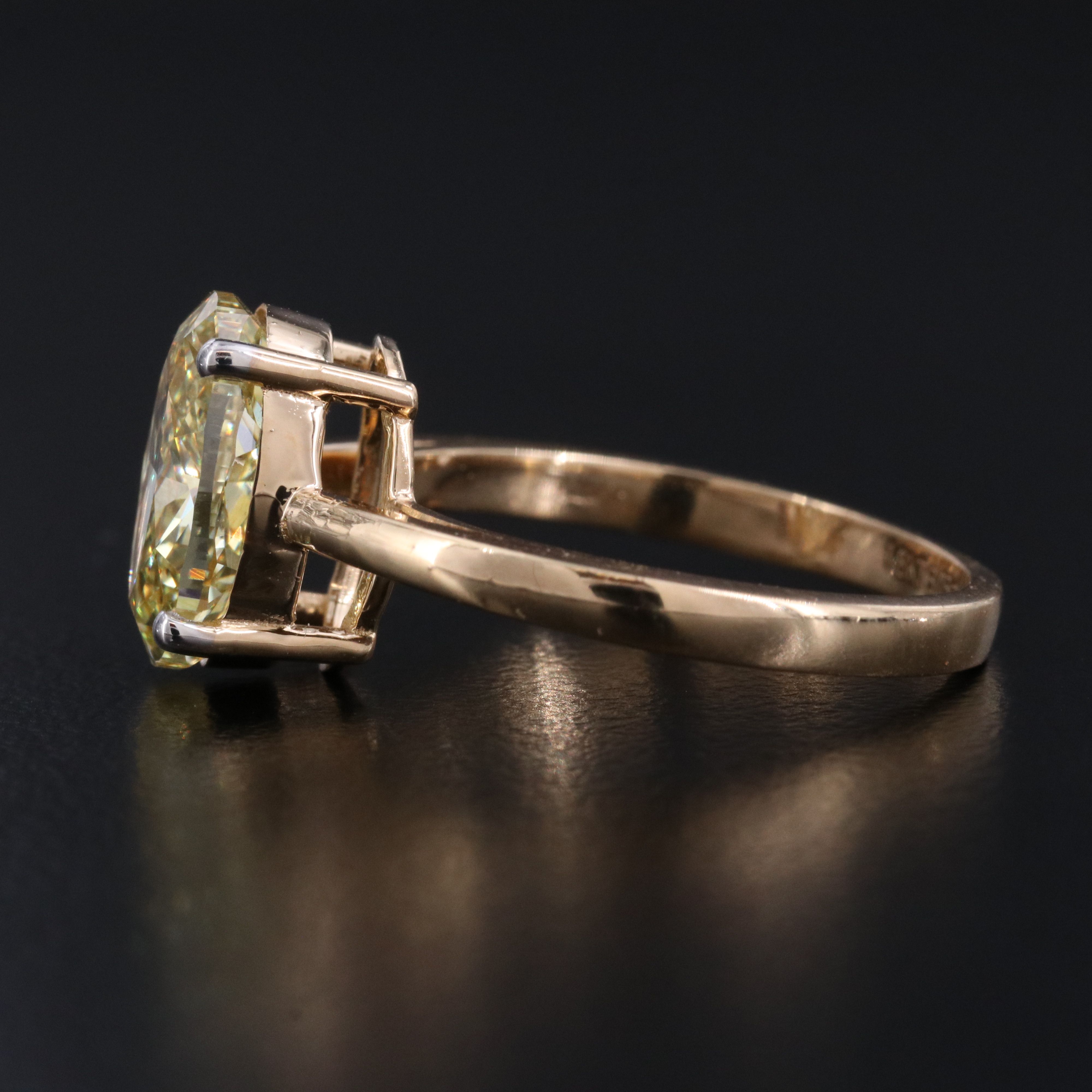 18K 3.03 CT Fancy Intense Yellow Lab Grown Diamond Ring with IGI Report