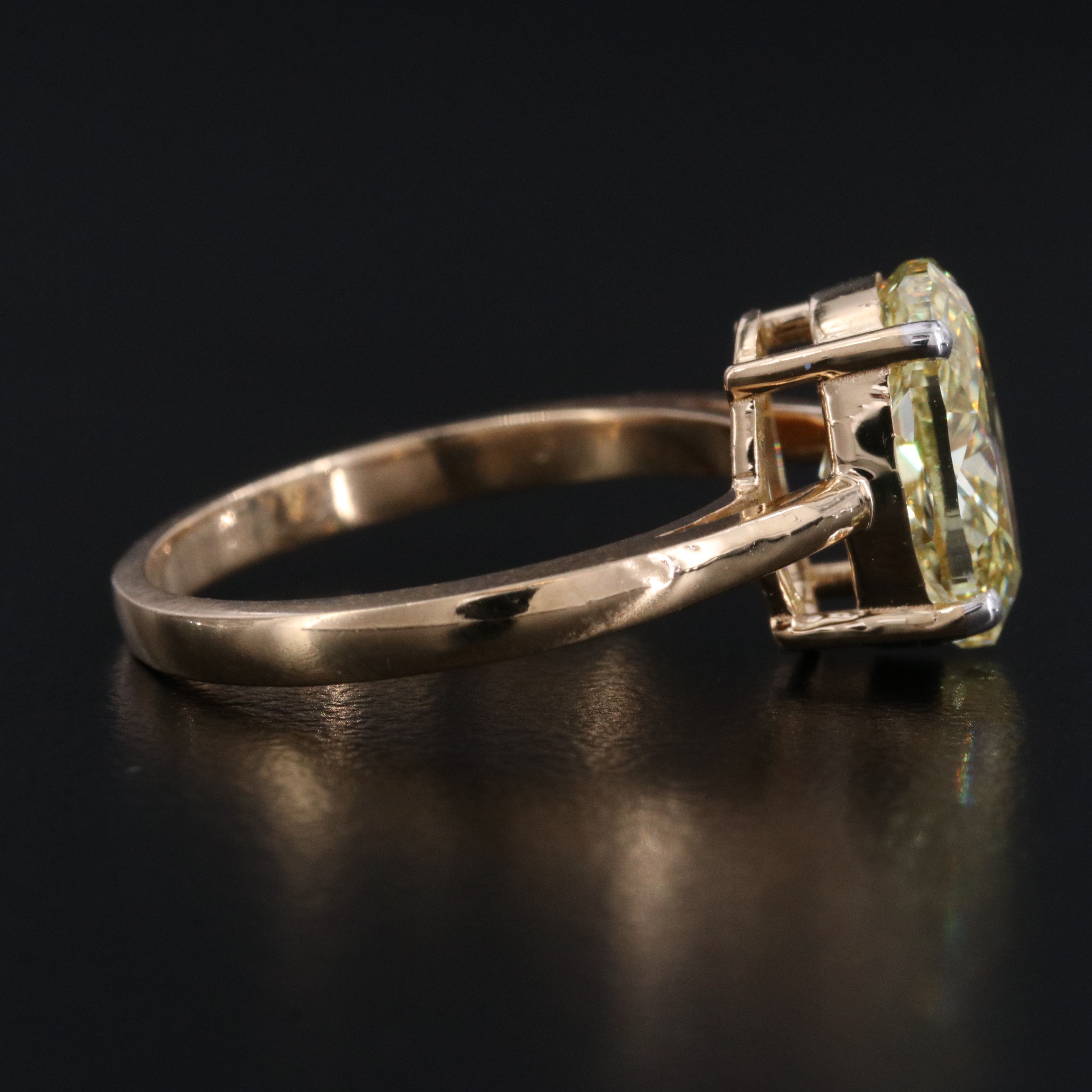 18K 3.03 CT Fancy Intense Yellow Lab Grown Diamond Ring with IGI Report