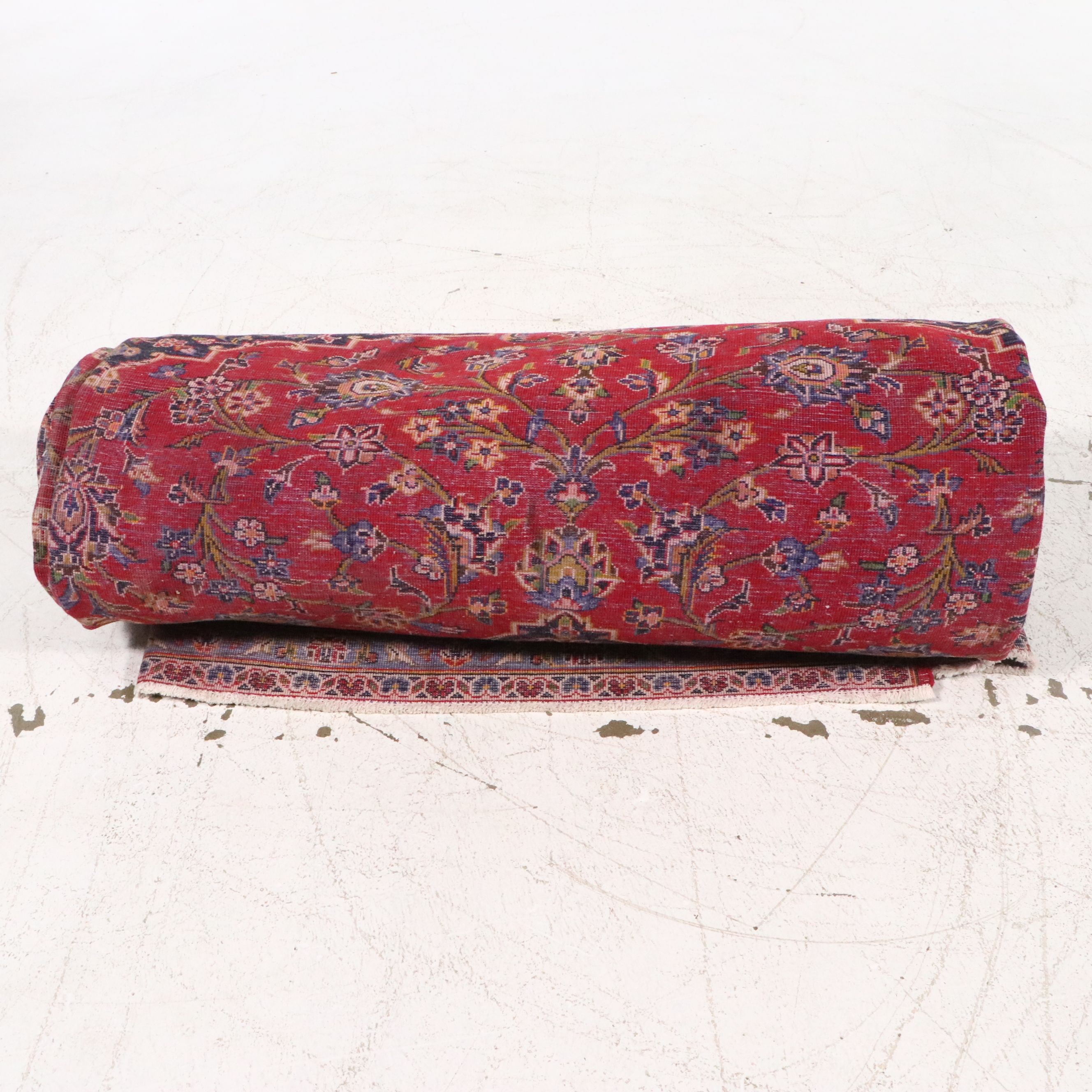 9'5 x 12'5 Hand-Knotted Persian Kashan Room-Sized Rug