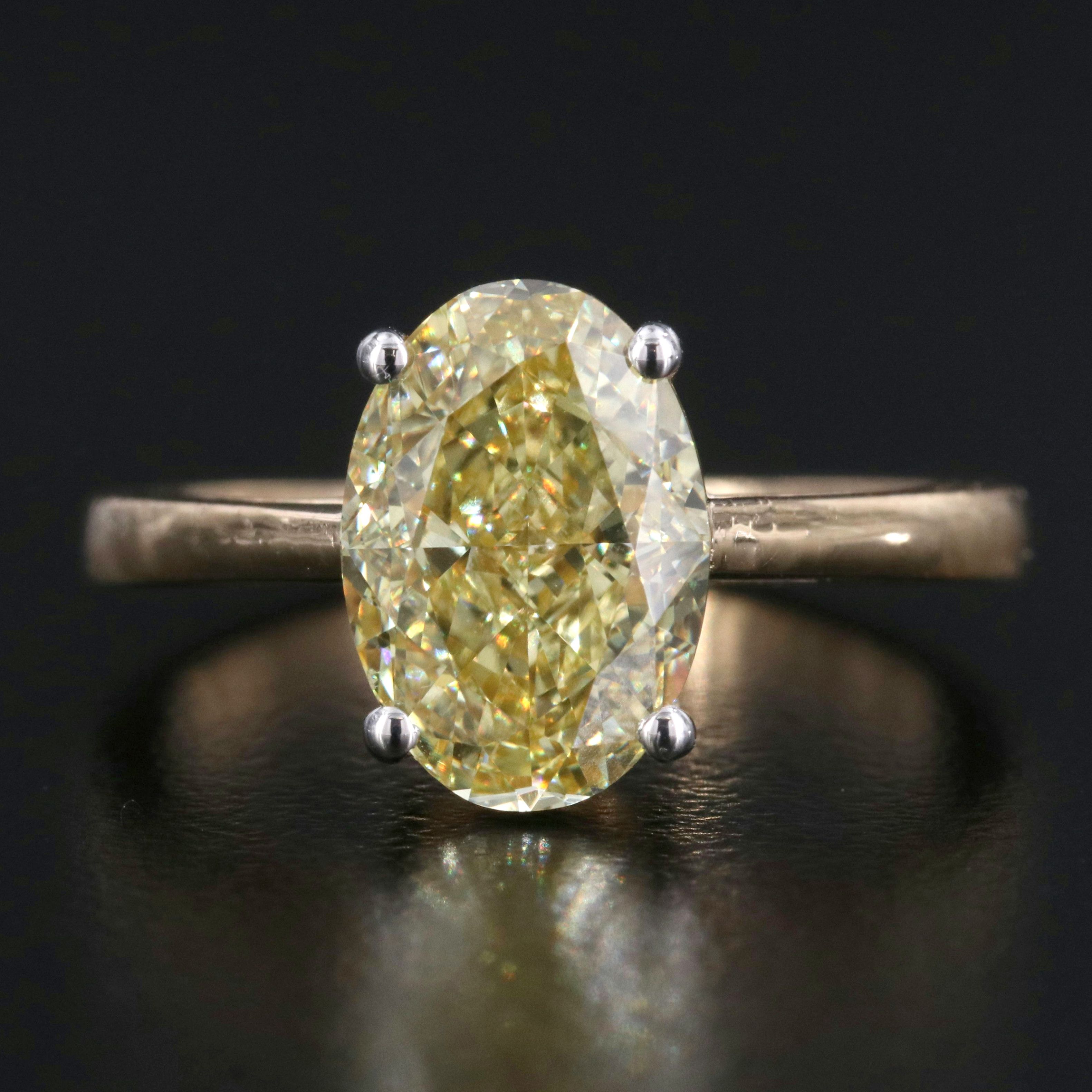 18K 3.03 CT Fancy Intense Yellow Lab Grown Diamond Ring with IGI Report