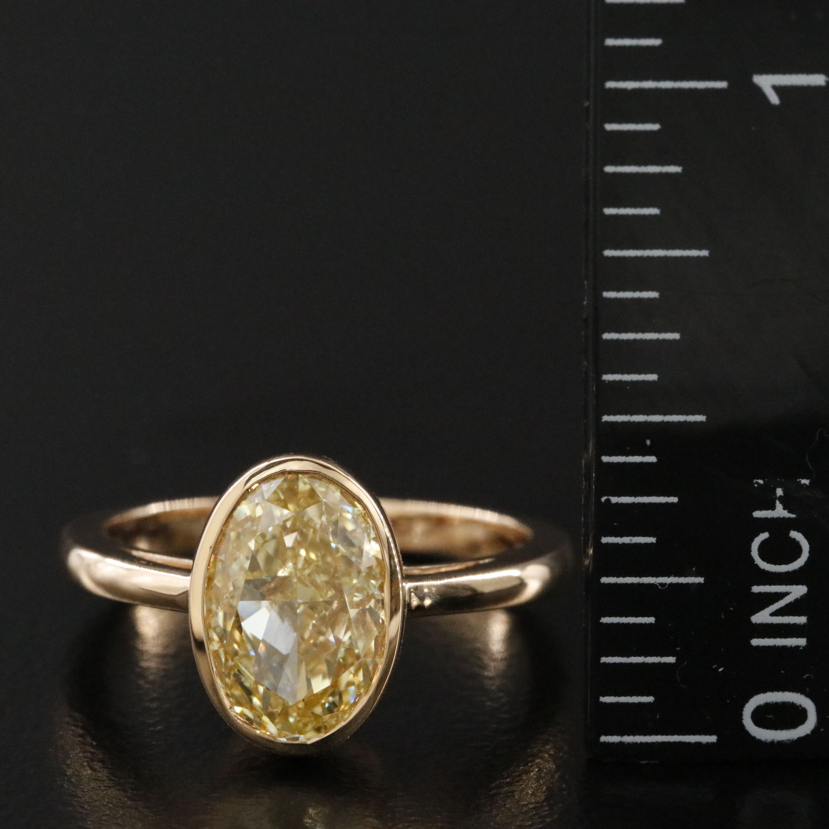 18K 3.00 CT Lab Grown Fancy Yellow Diamond Solitaire Ring with IGI Report