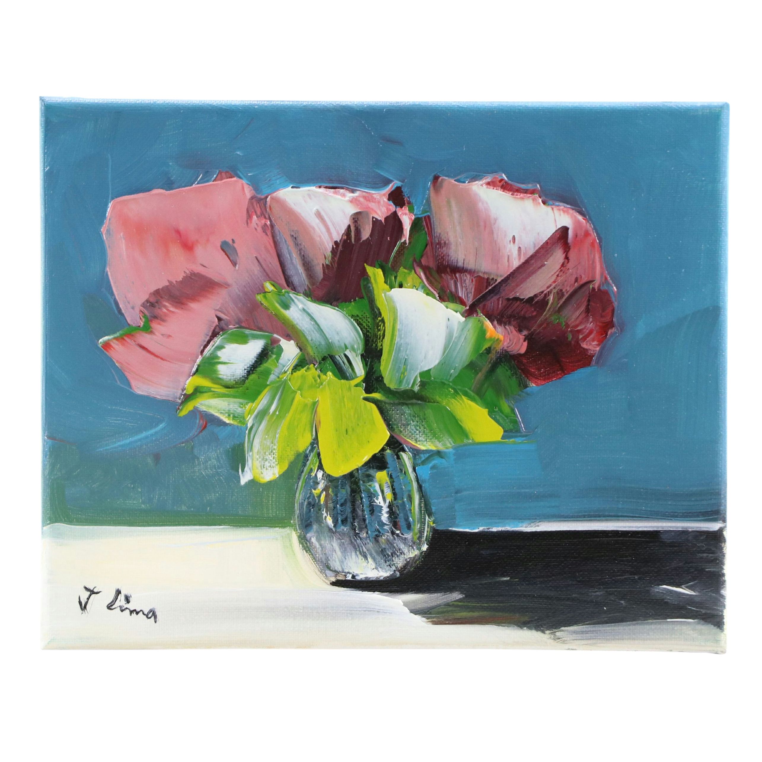 José M. Lima Floral Still Life Oil Painting, 2026