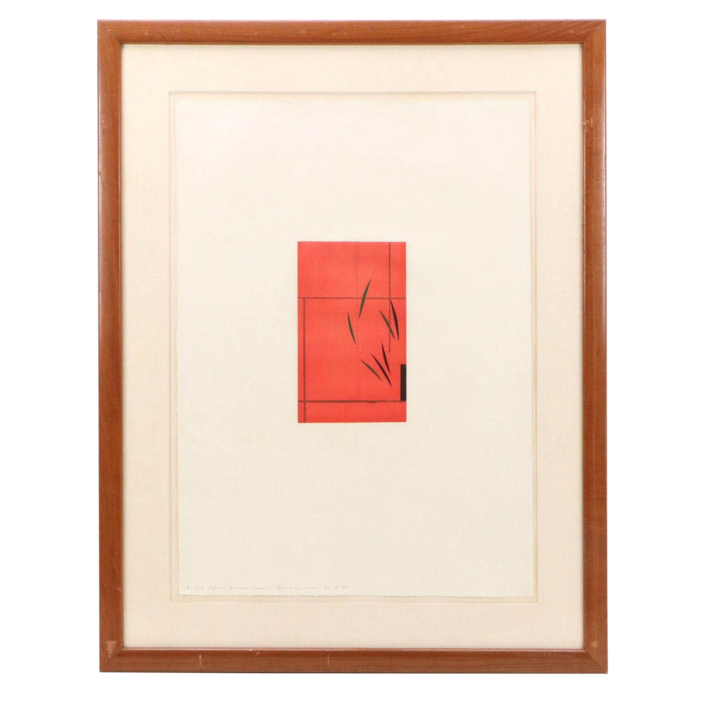 Stephen Edlich Modernist Etching ""Reflections on a Season's Landscape," 1980s