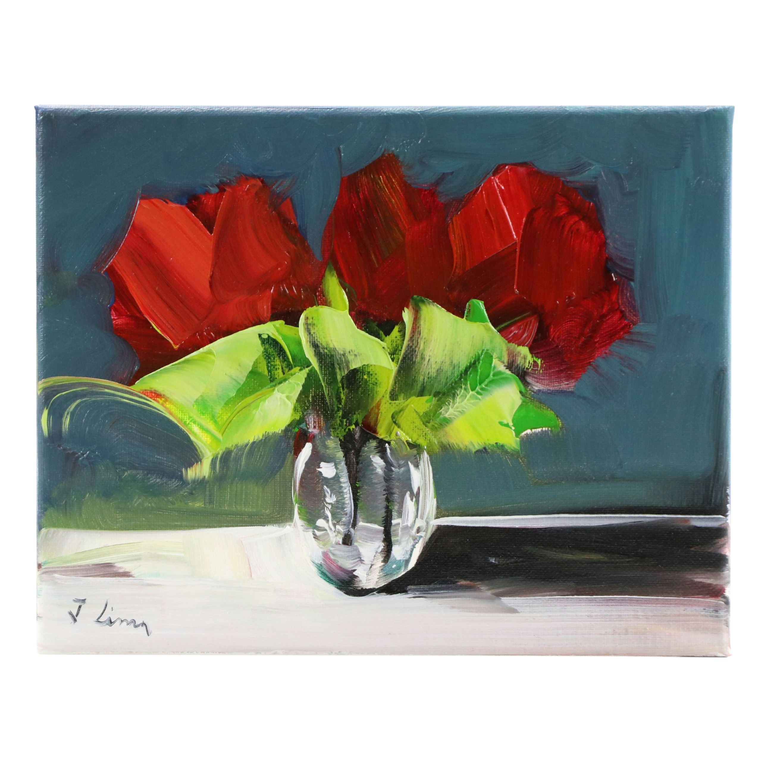 José M. Lima Floral Still Life Oil Painting, 2026