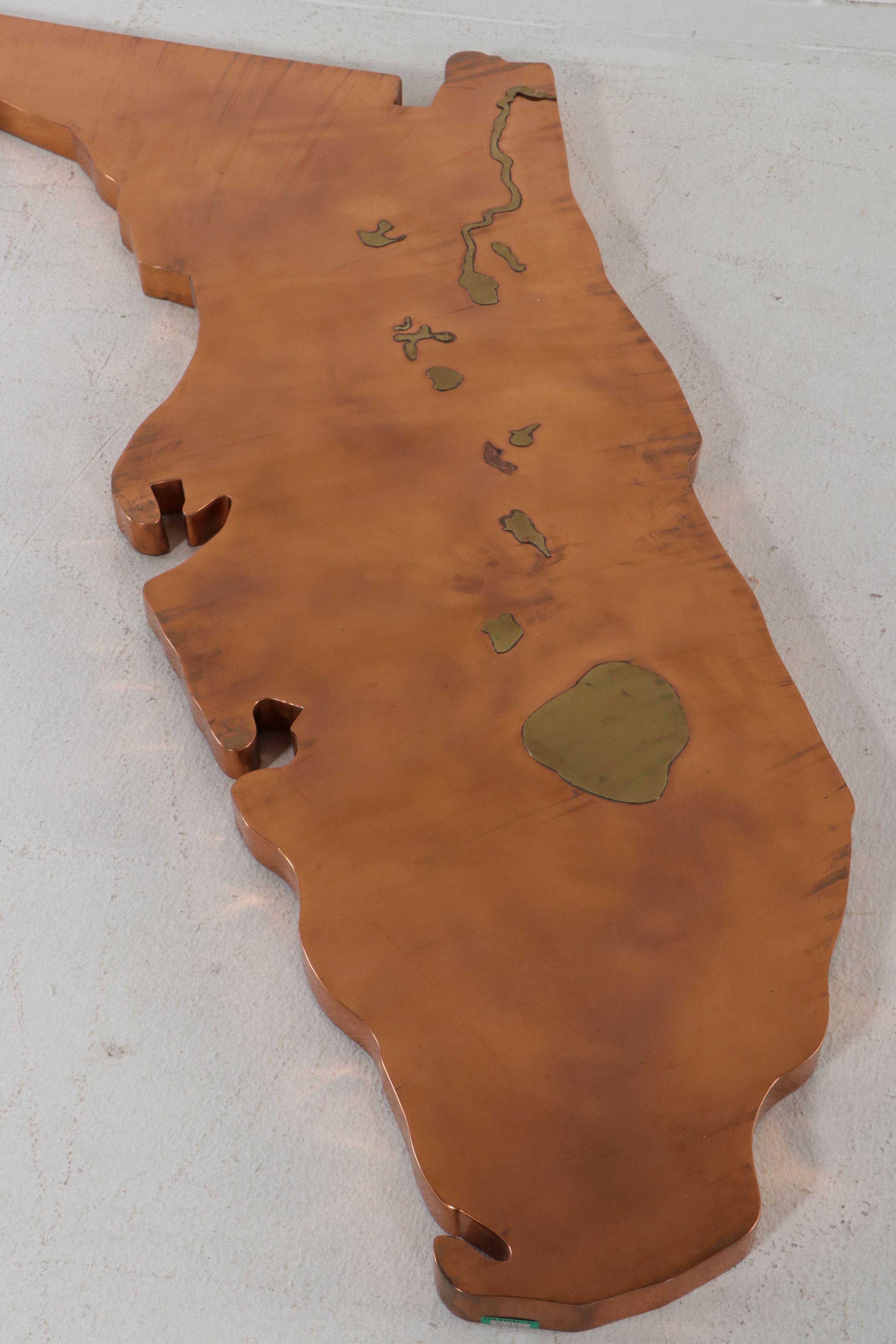 Monumental Sun Banks, Inc. Handcrafted Copper and Brass Florida State Wall Décor