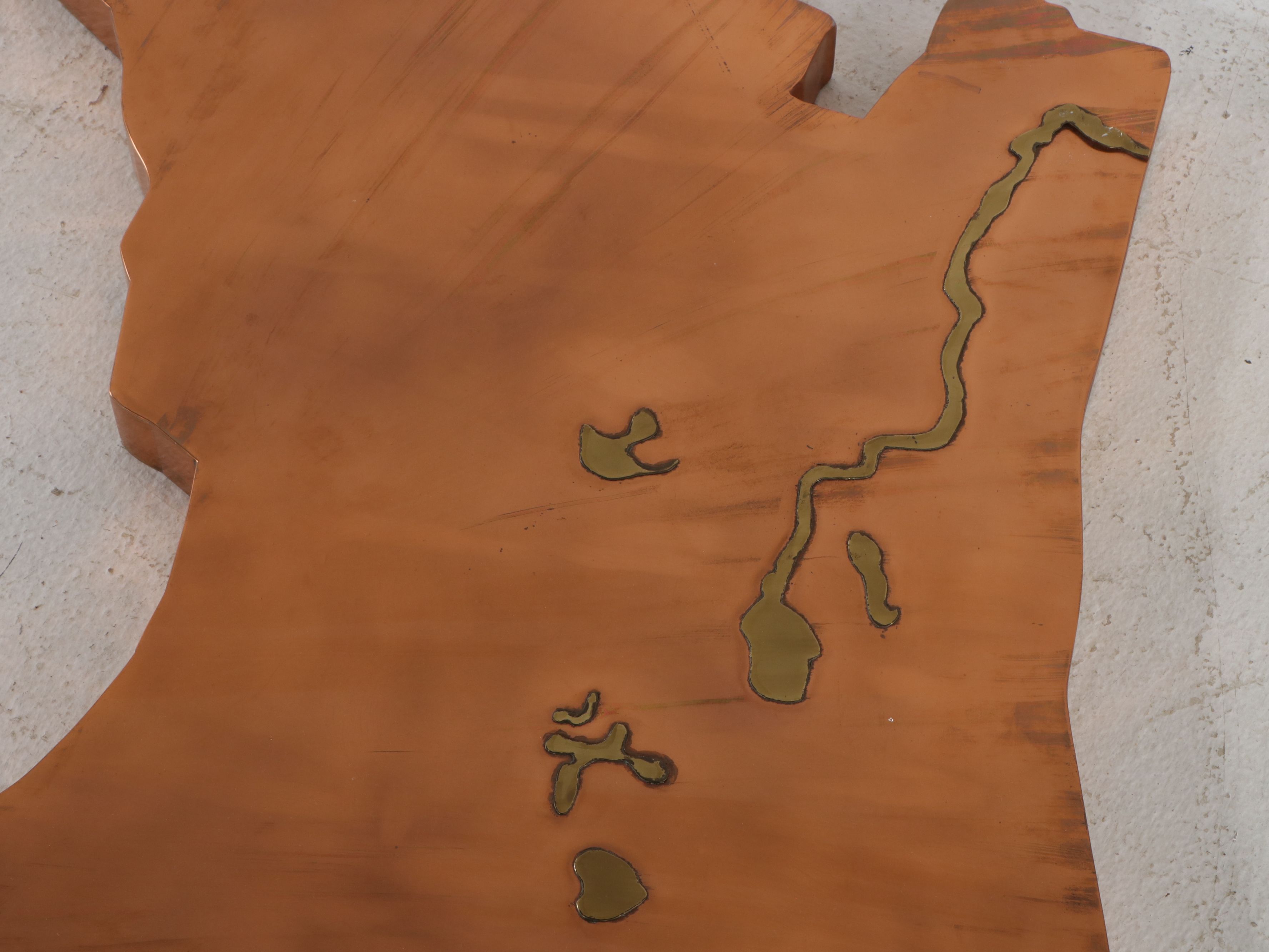 Monumental Sun Banks, Inc. Handcrafted Copper and Brass Florida State Wall Décor