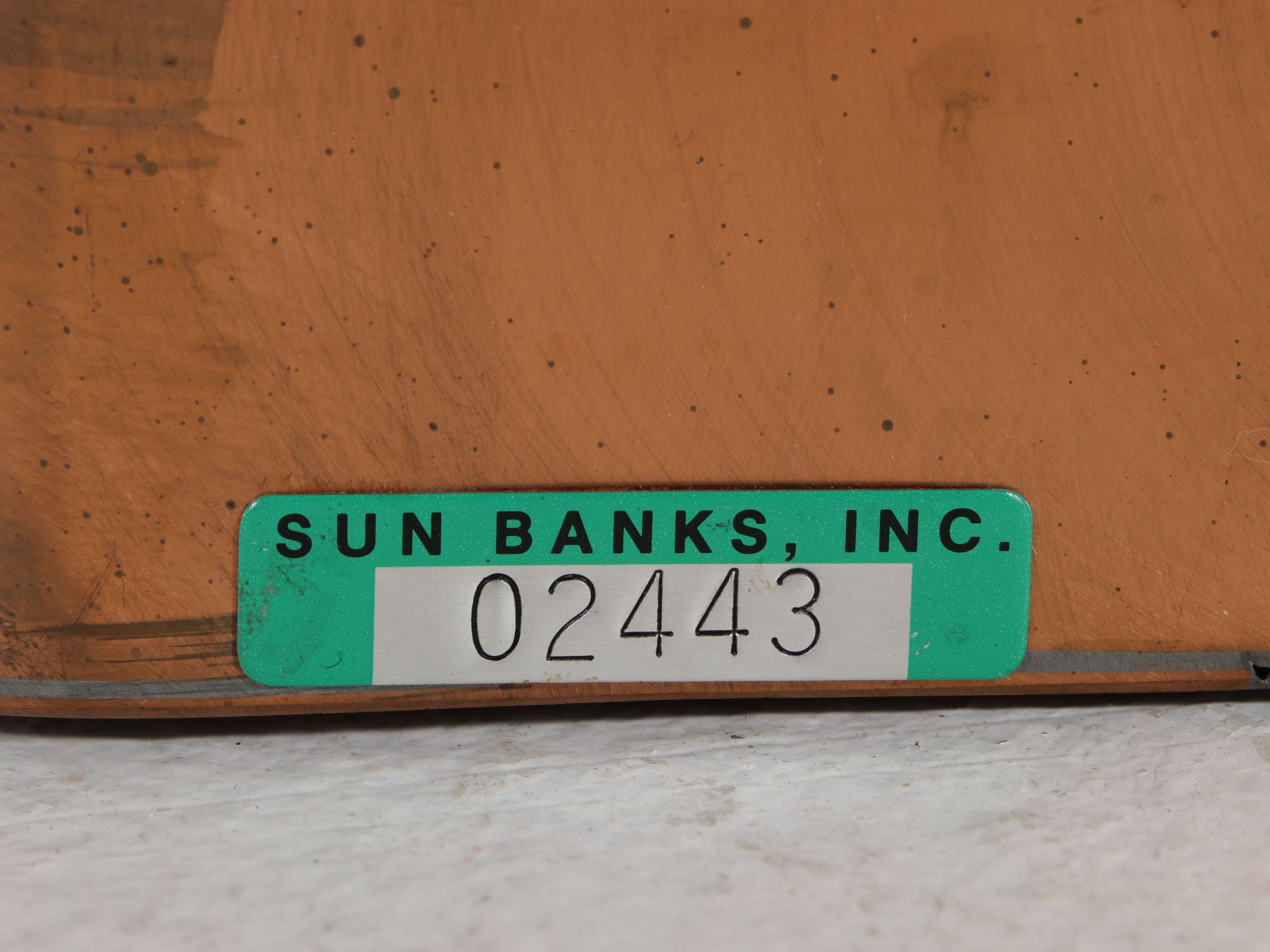 Monumental Sun Banks, Inc. Handcrafted Copper and Brass Florida State Wall Décor