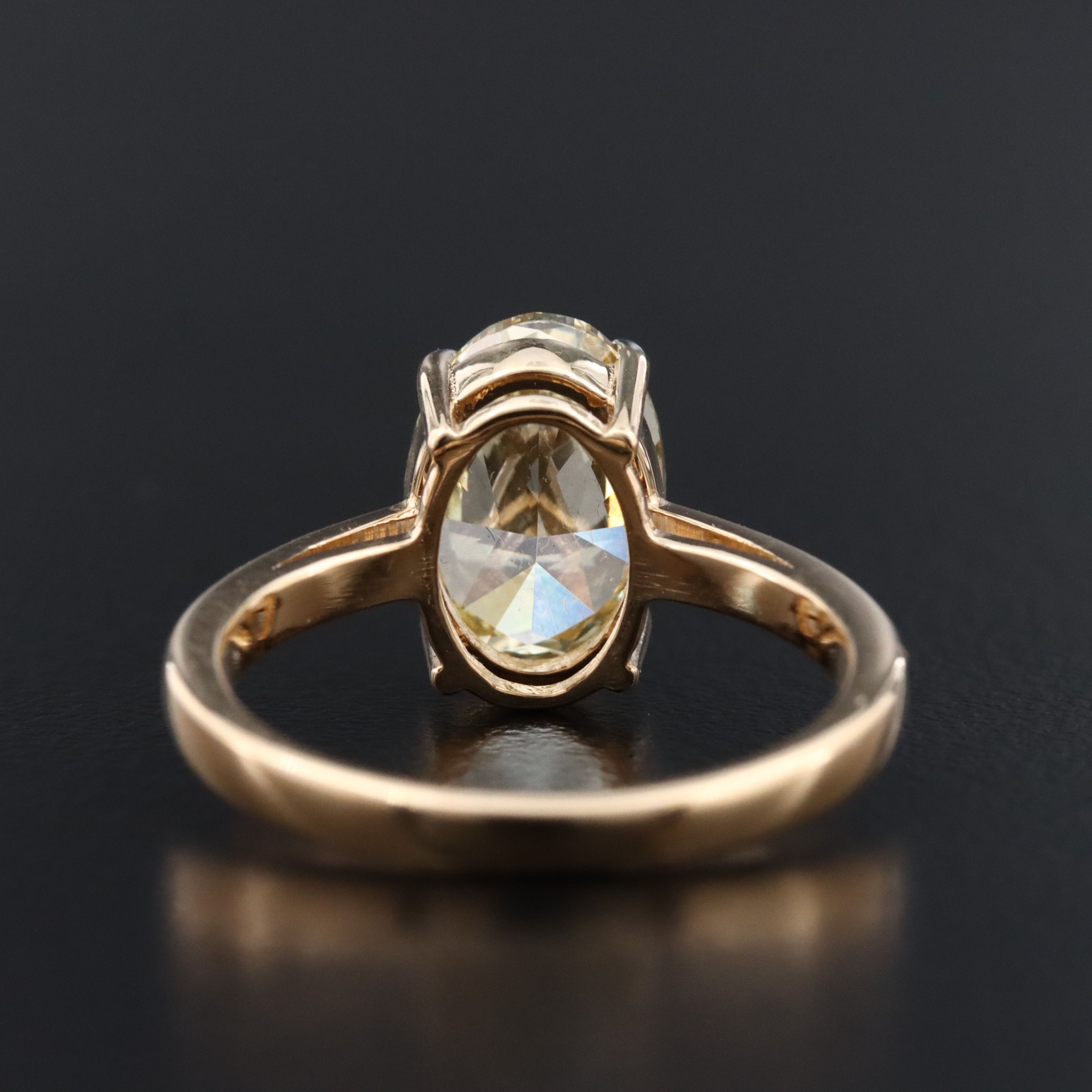 18K 3.00 CT Lab Grown Fancy Yellow Diamond Solitaire Ring with IGI Report