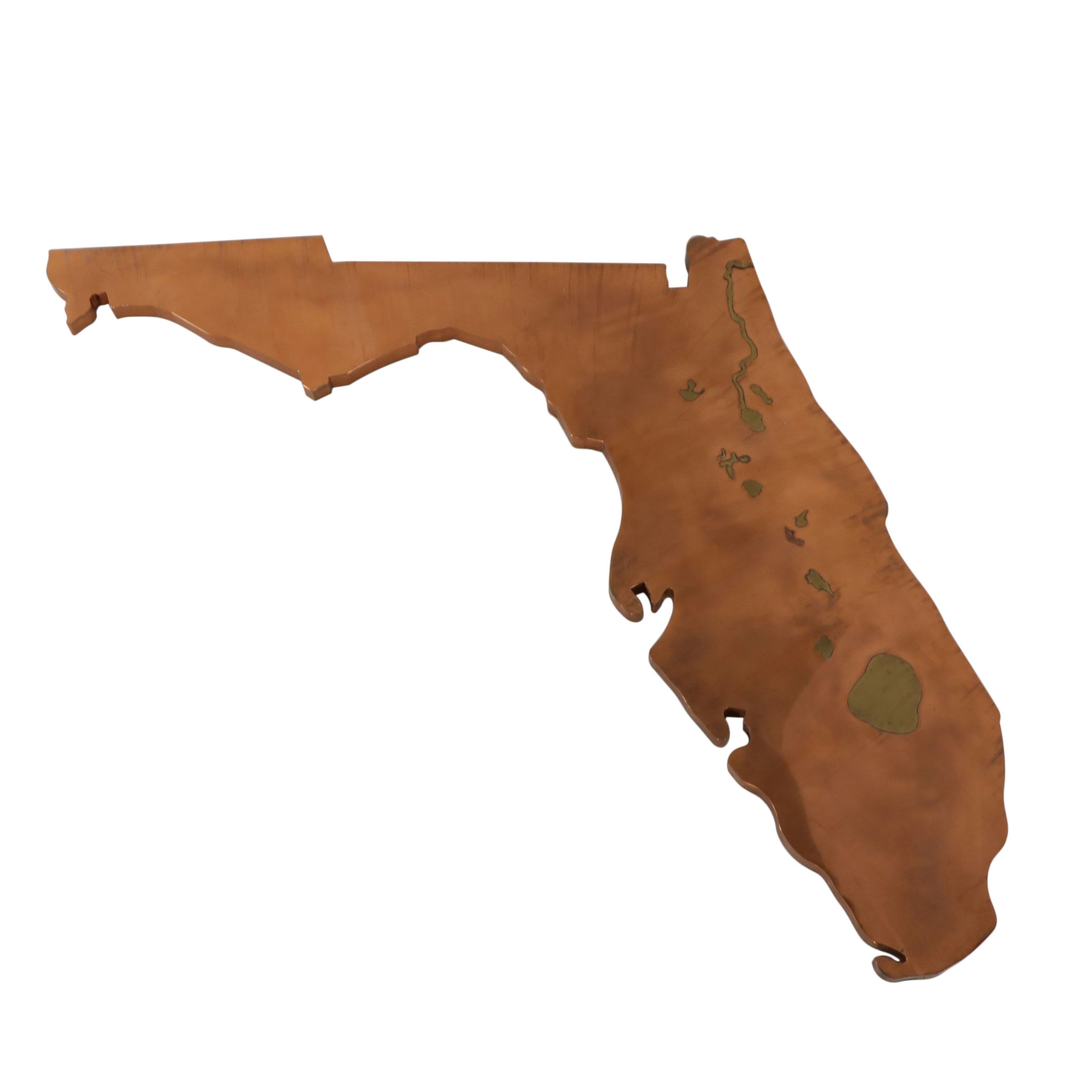Monumental Sun Banks, Inc. Handcrafted Copper and Brass Florida State Wall Décor