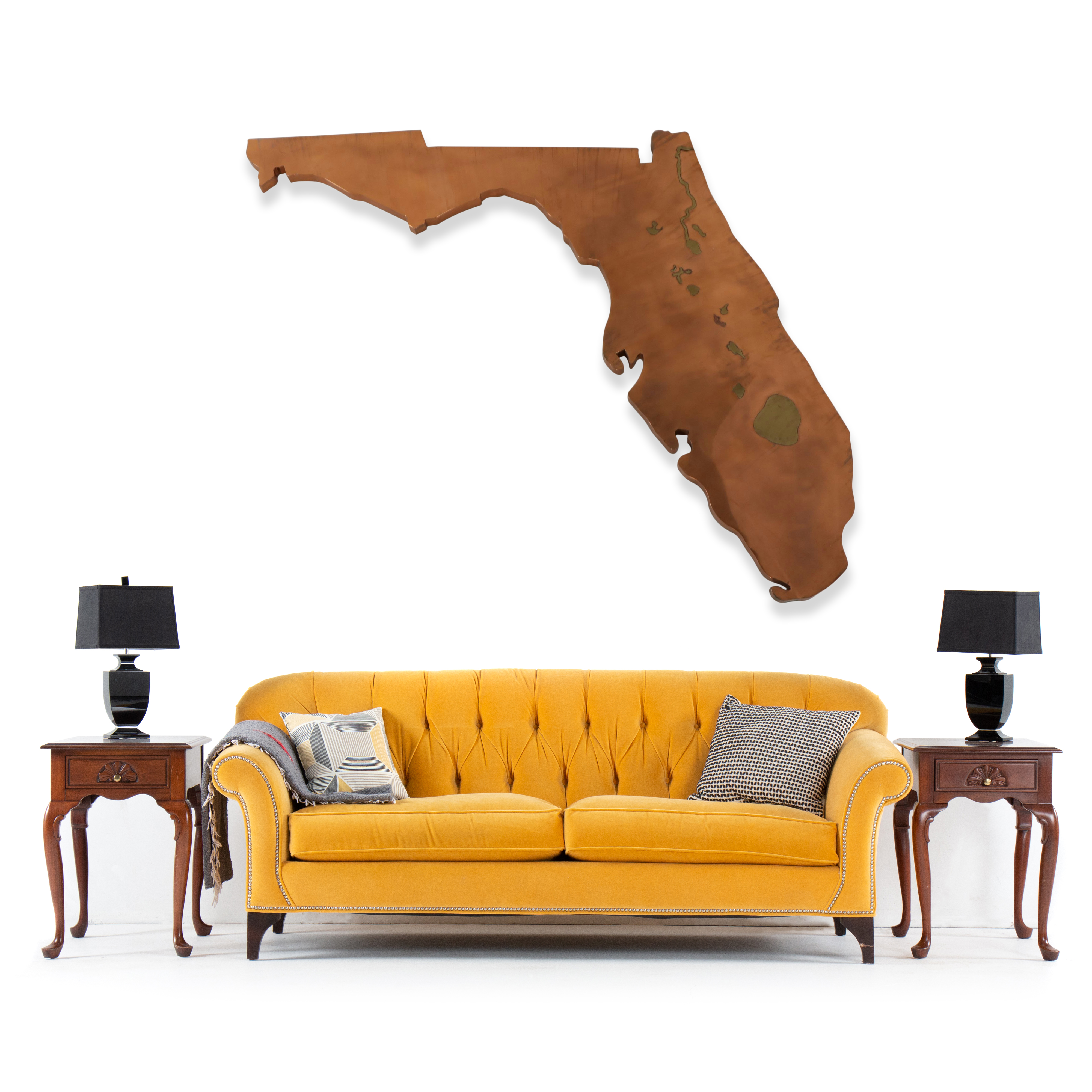 Monumental Sun Banks, Inc. Handcrafted Copper and Brass Florida State Wall Décor