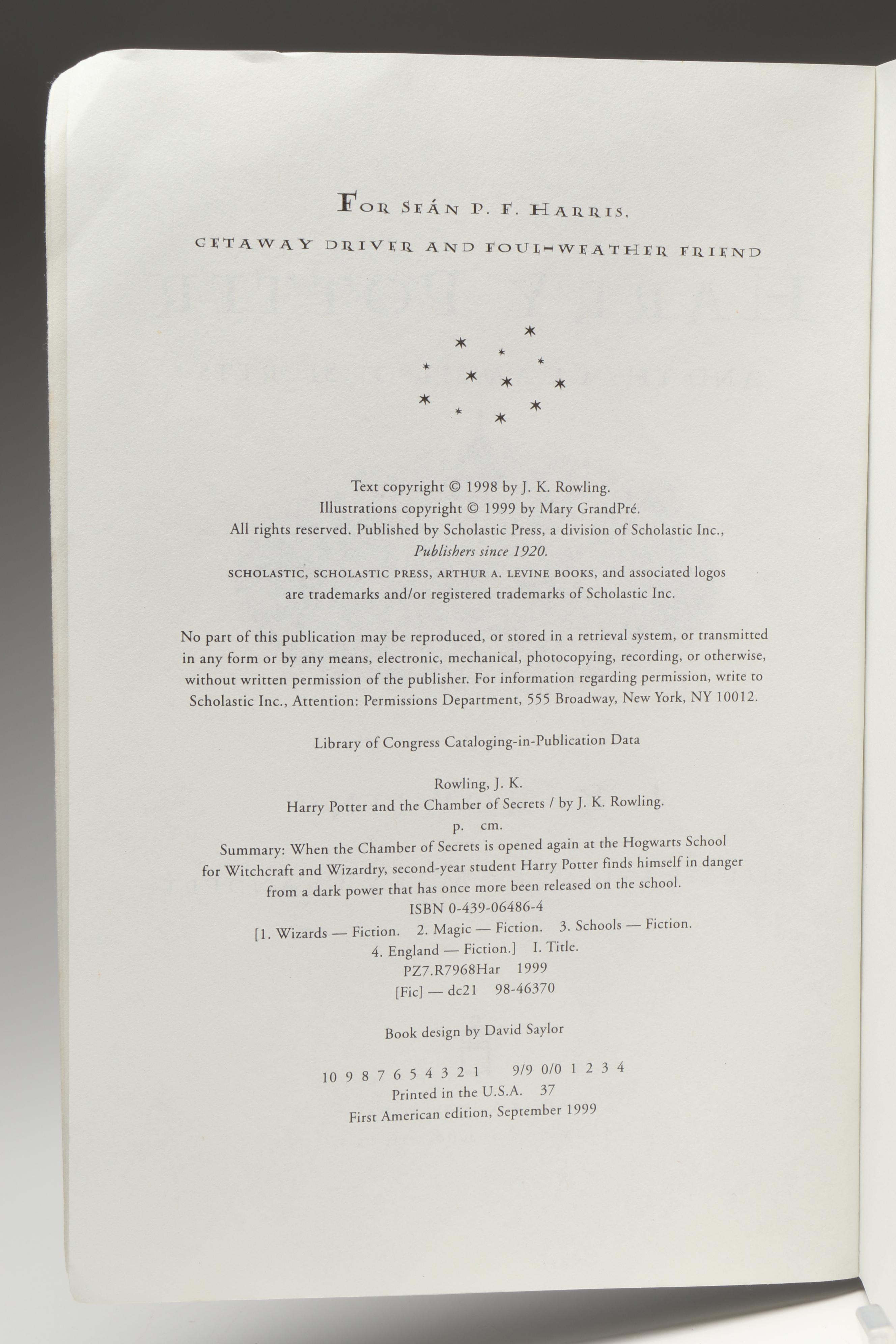 Advance Reader's Copy "Harry Potter and the Chamber of Secrets" by J. K. Rowling