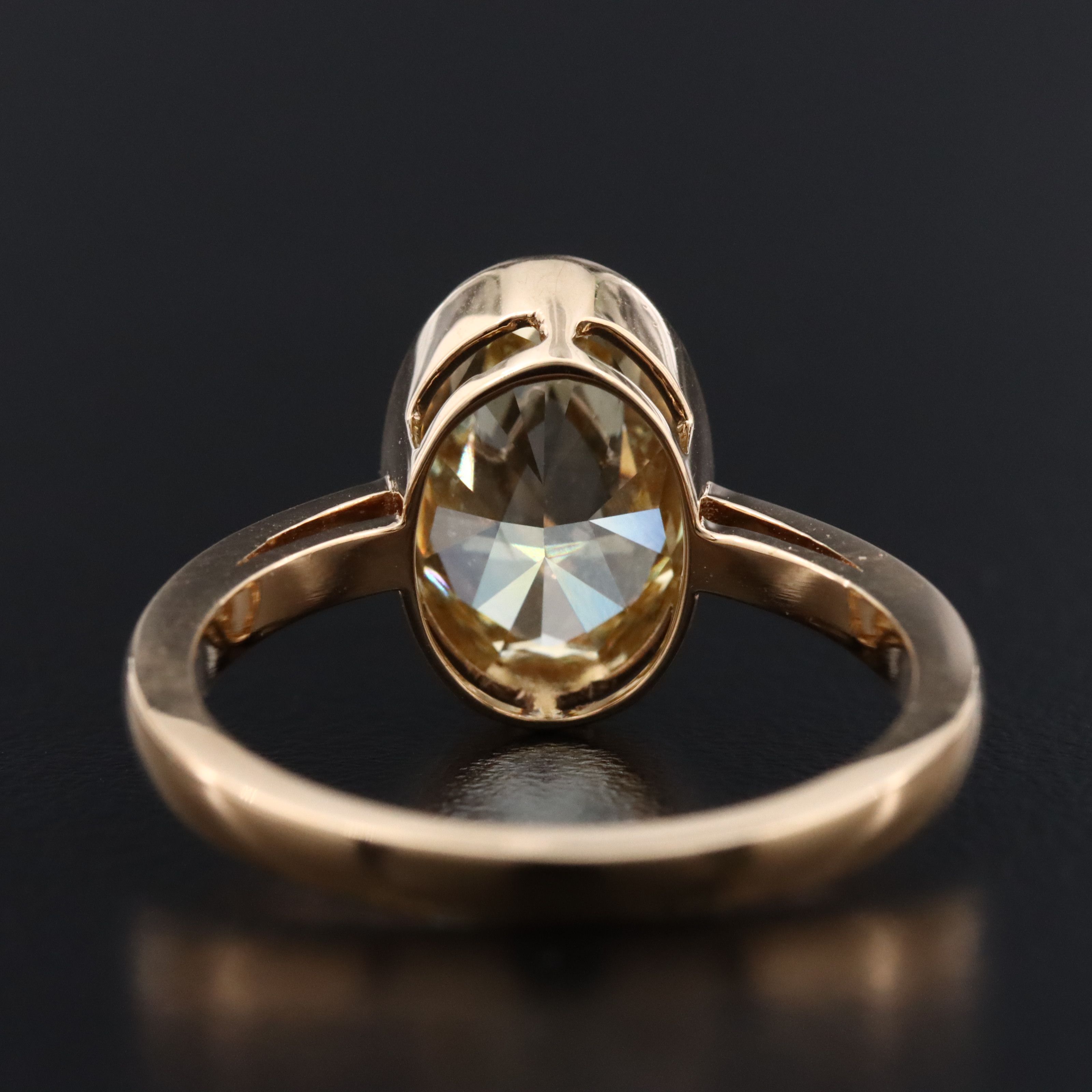 18K 3.02 CT Lab Grown Fancy Vivid Yellow Diamond Solitaire Ring with IGI Report