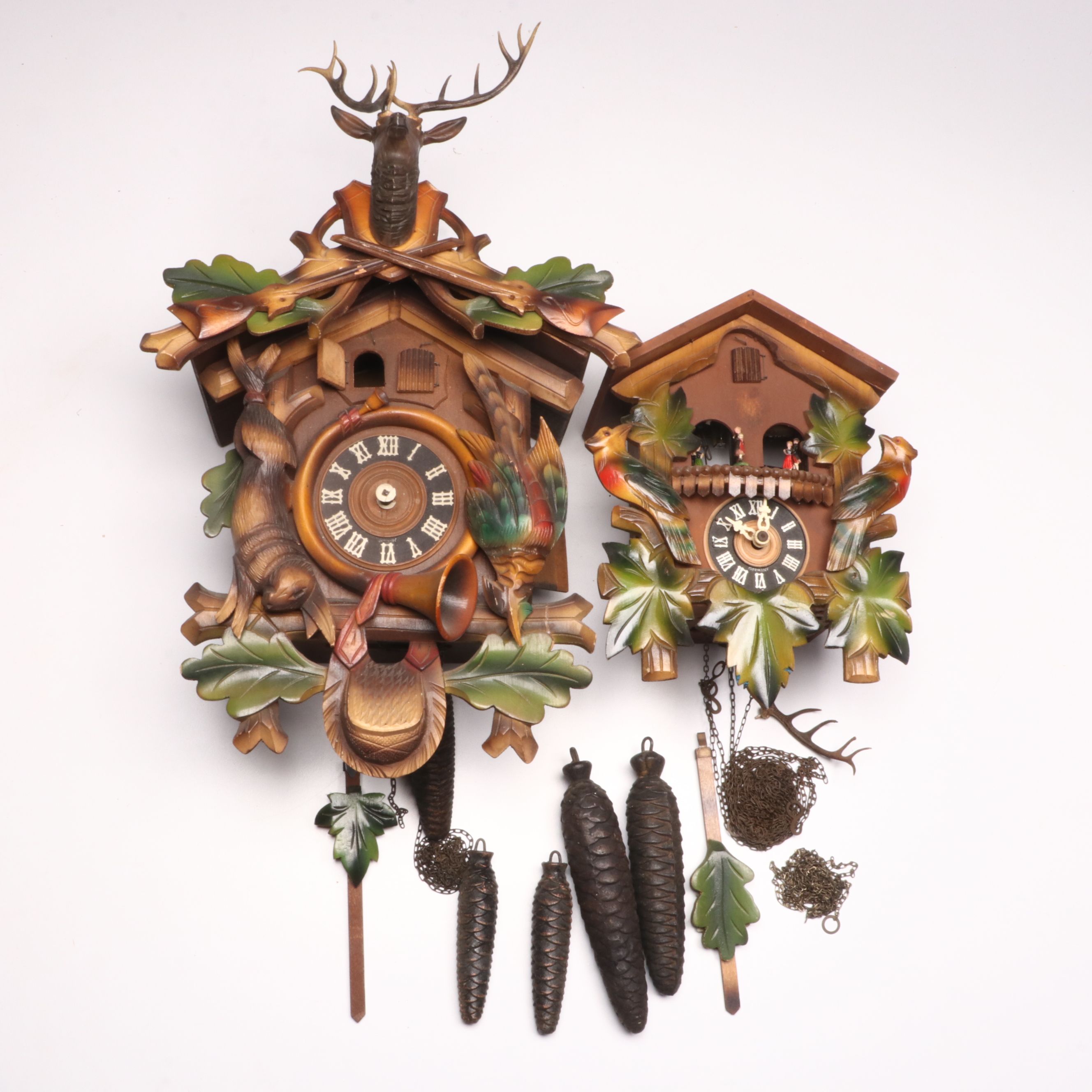 Thorens with Other Wooden Cuckoo Clock, Mid to Late 20th Century