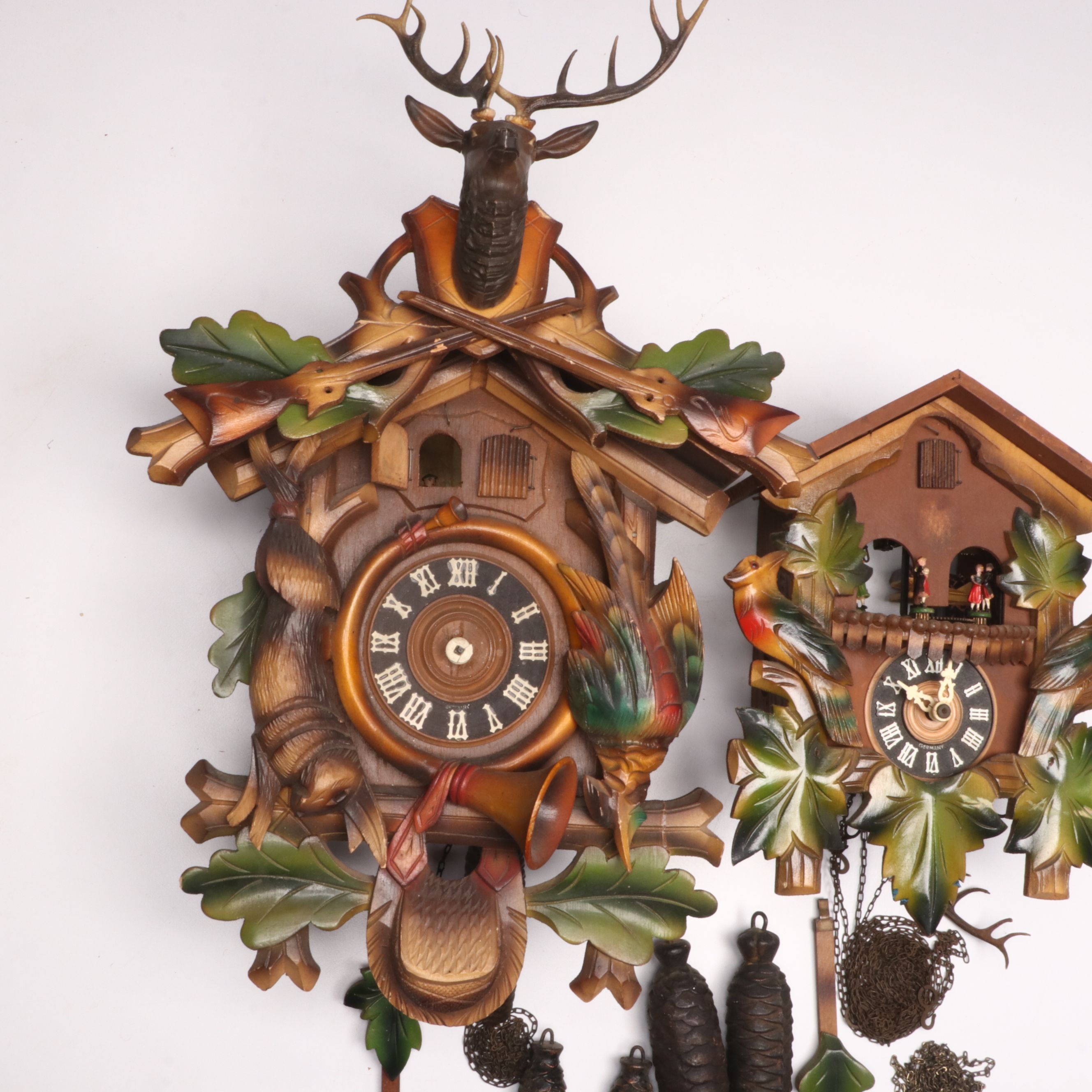 Thorens with Other Wooden Cuckoo Clock, Mid to Late 20th Century