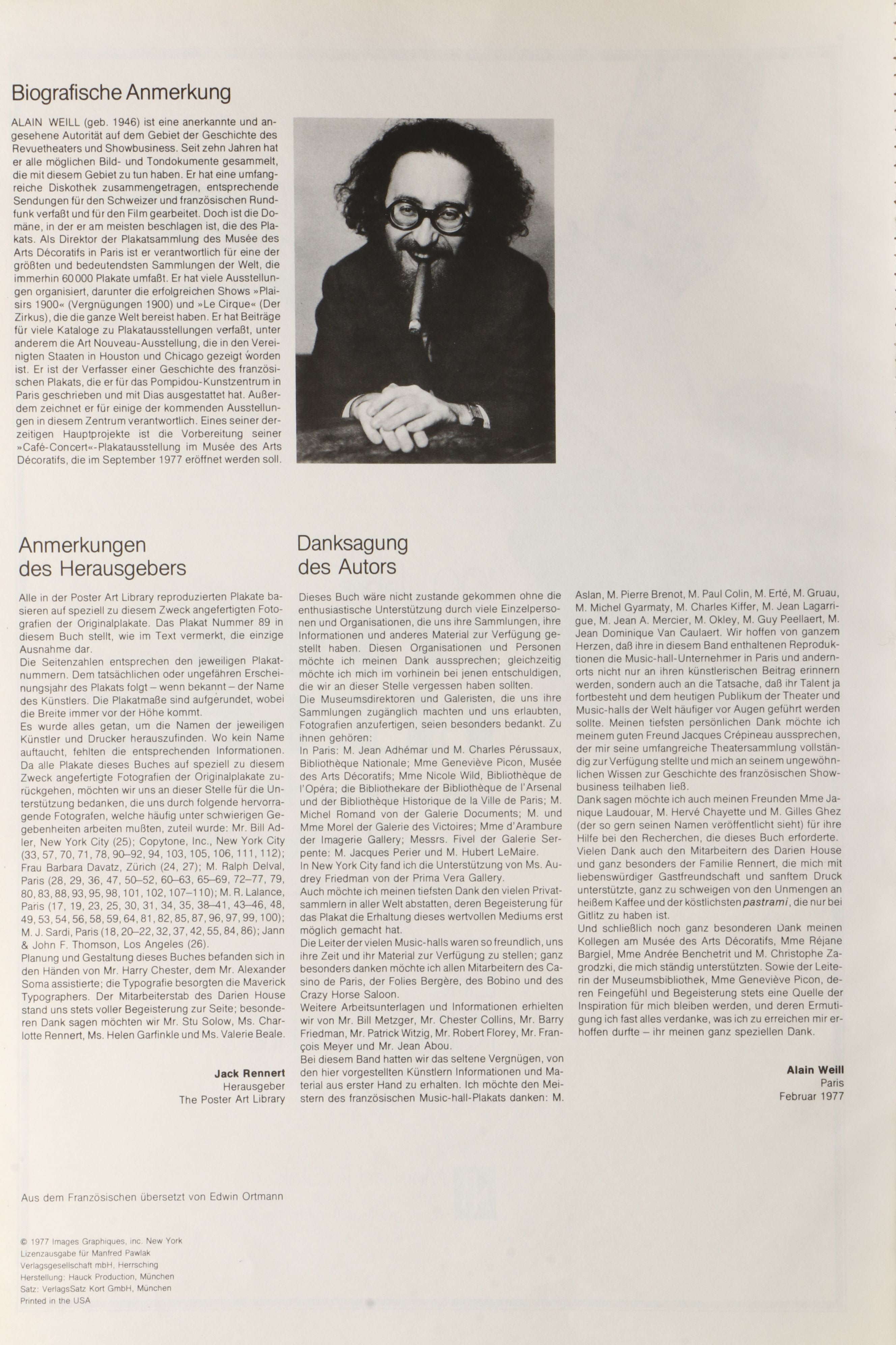 Illustrated "100 Jahre Folies Bergère" by Alain Weill, 1977