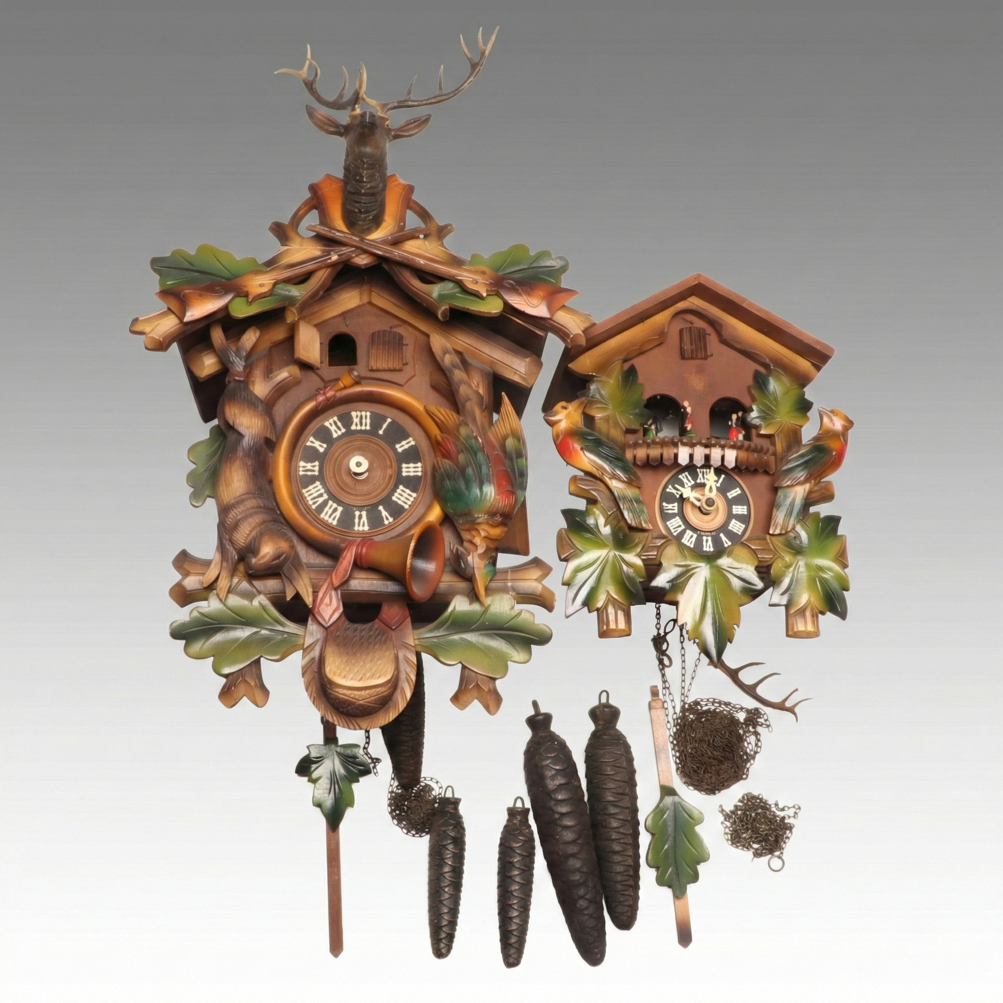 Thorens with Other Wooden Cuckoo Clock, Mid to Late 20th Century