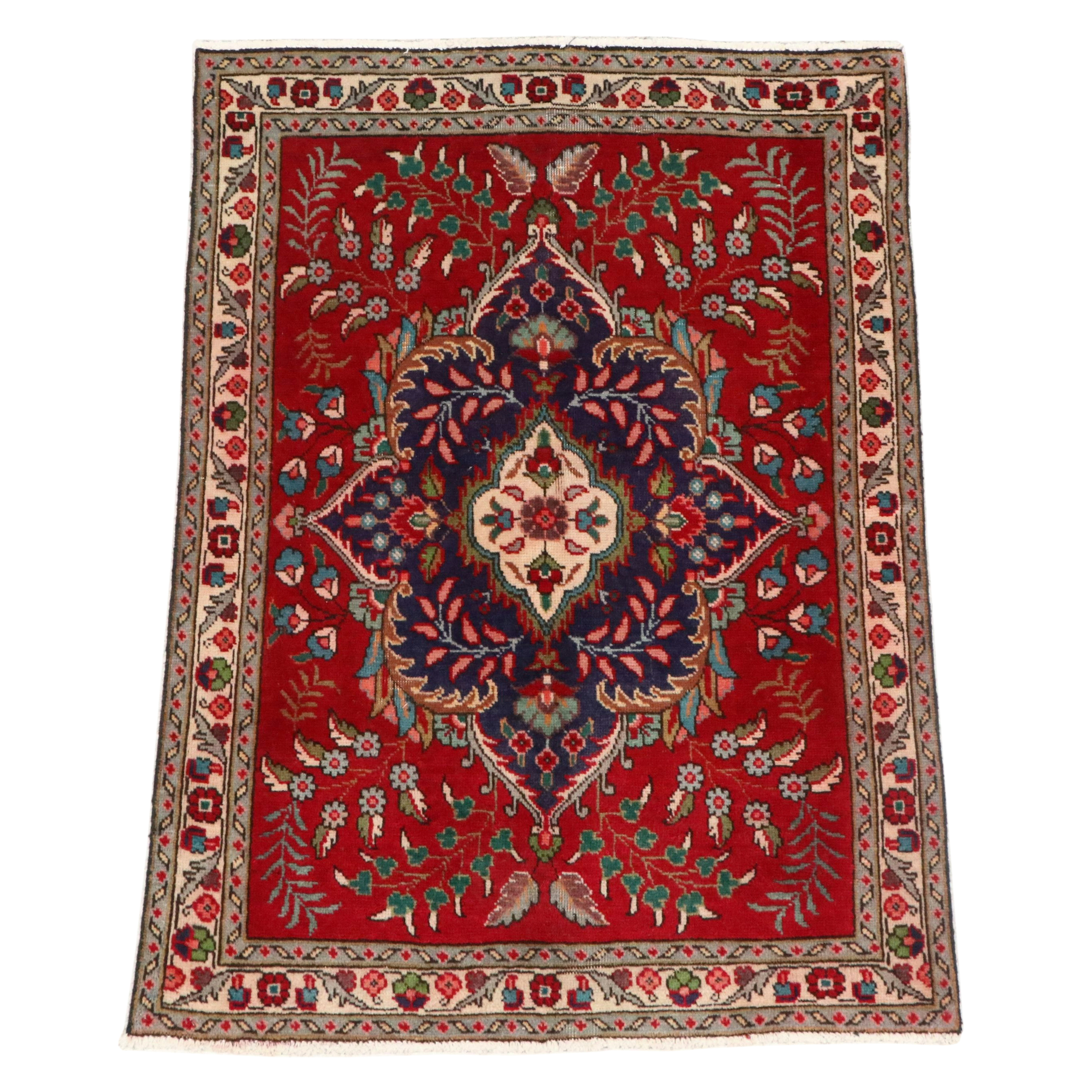 3'6 x 4'11 Hand-Knotted Persian Tabriz Style Accent Rug