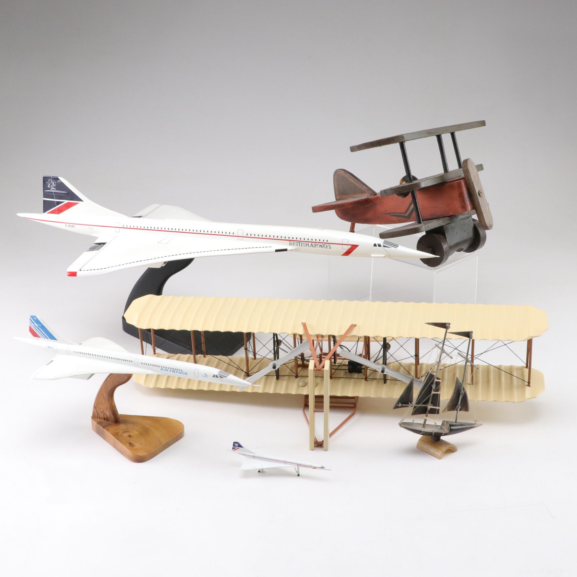 Model Aircraft with Wright Brothers Flyer, Concorde, and More