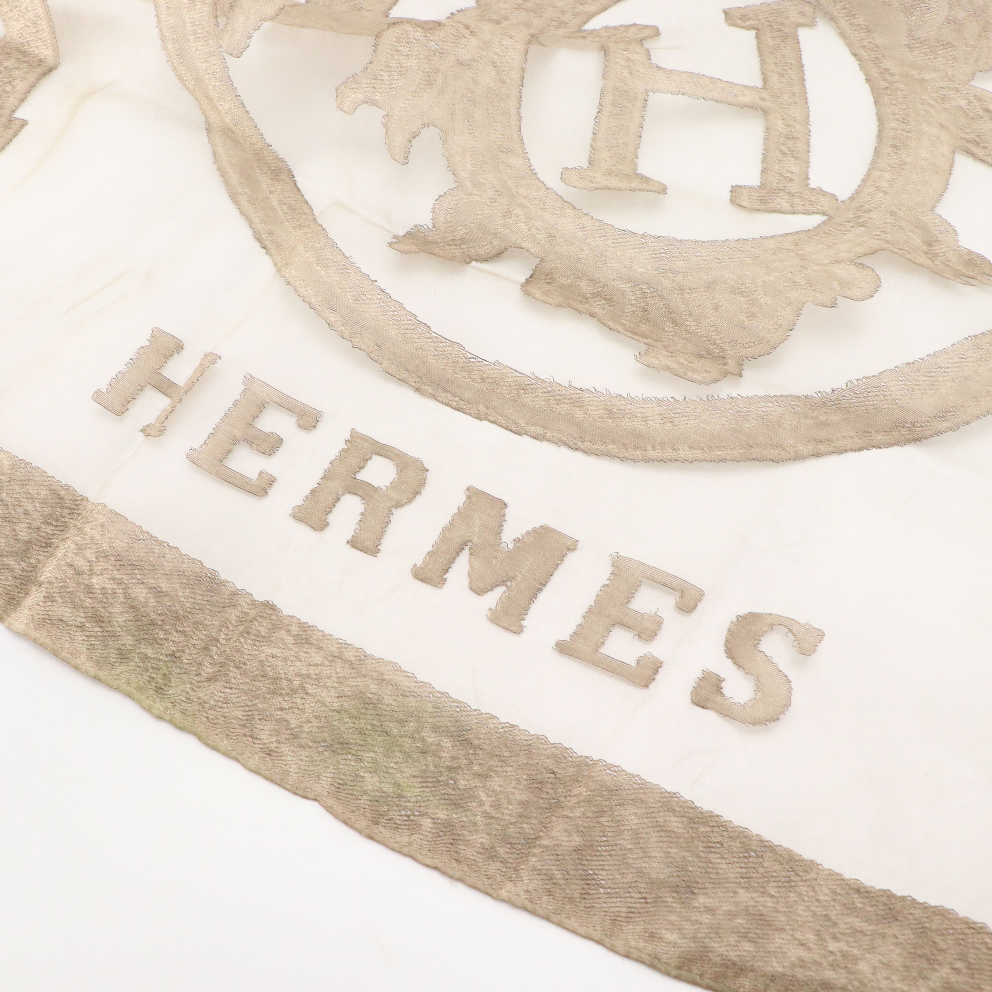 Hermès Embroidered Sheer Silk Scarf in Box