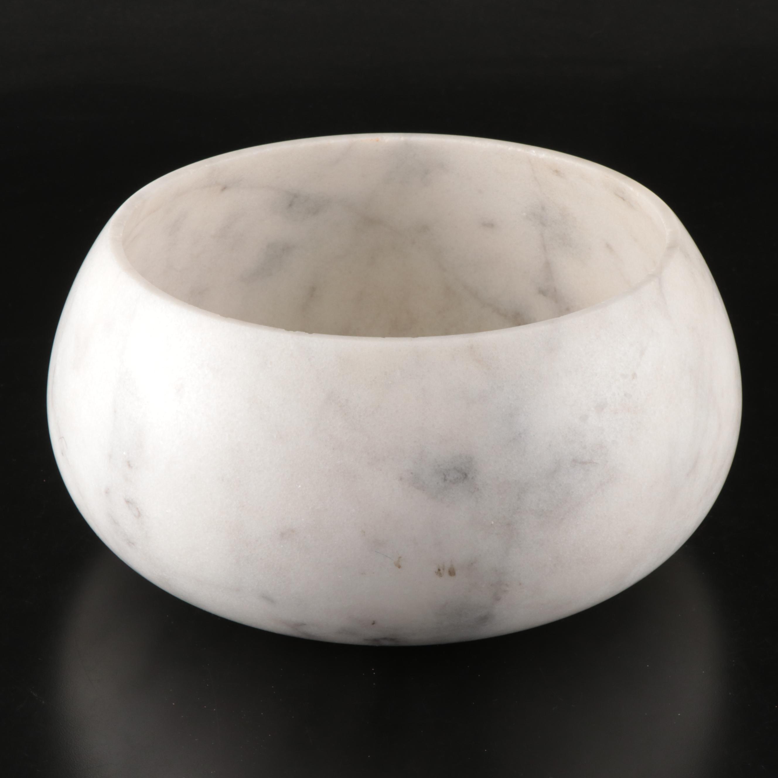 Rox Collection White Marble Decorative Bowl
