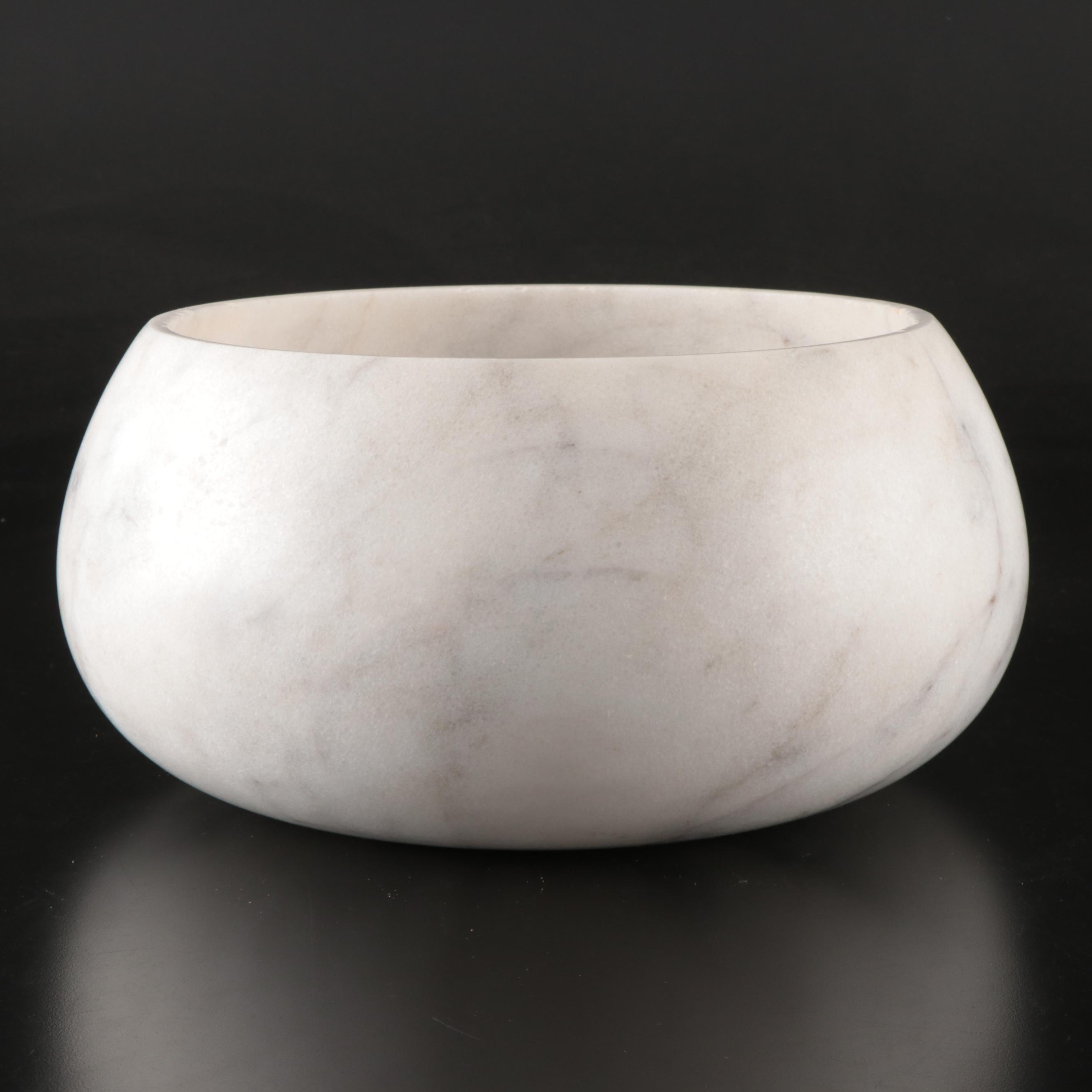 Rox Collection White Marble Decorative Bowl