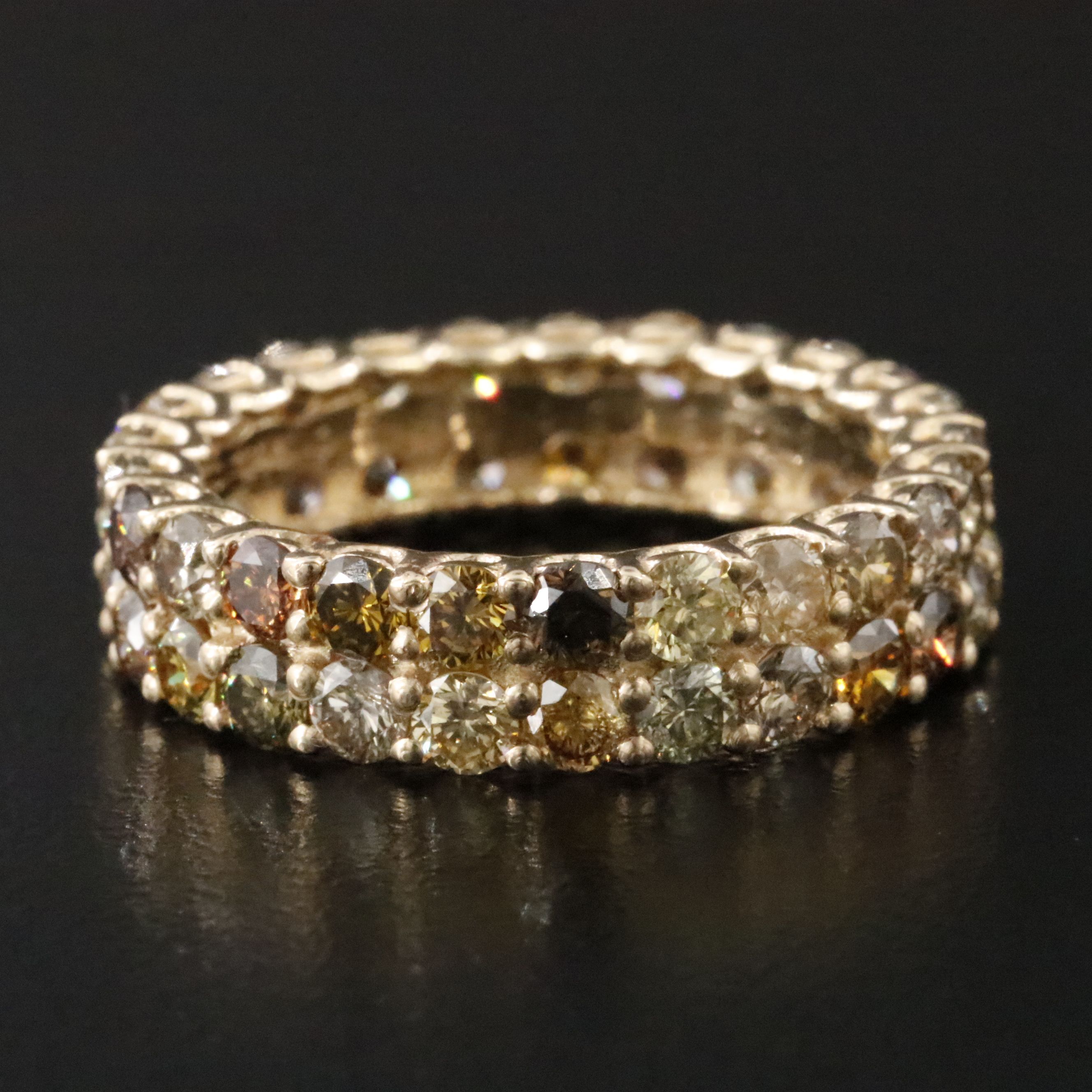 14K 3.78 CTW Fancy Diamond Eternity Band with IGI Jewelry Report