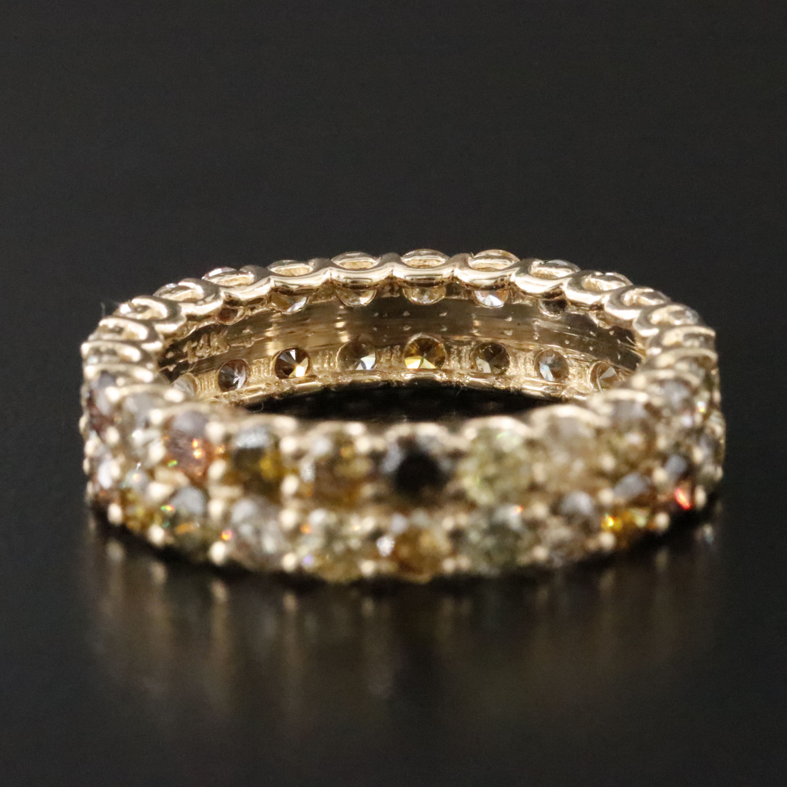 14K 3.78 CTW Fancy Diamond Eternity Band with IGI Jewelry Report