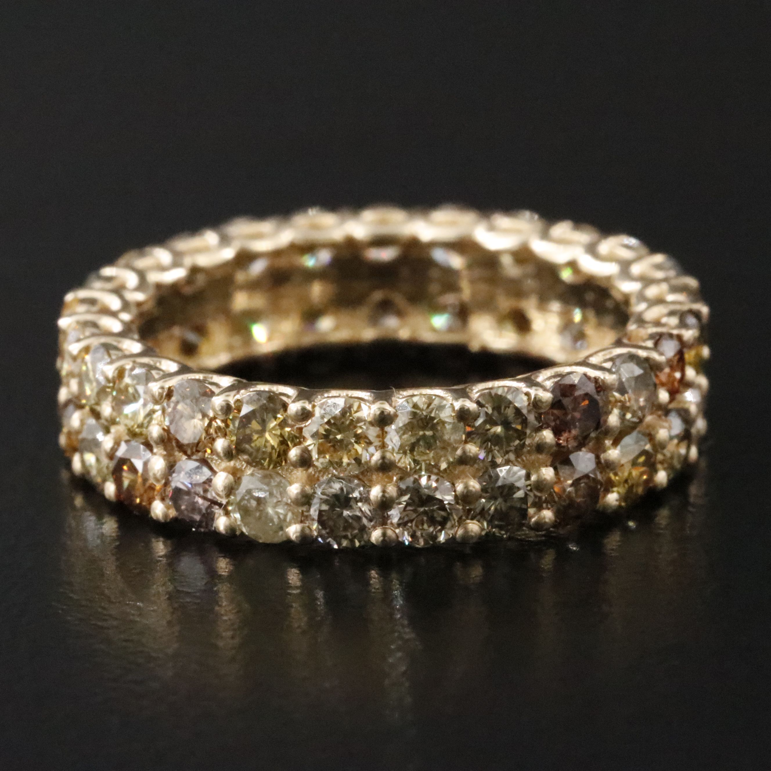 14K 3.78 CTW Fancy Diamond Eternity Band with IGI Jewelry Report