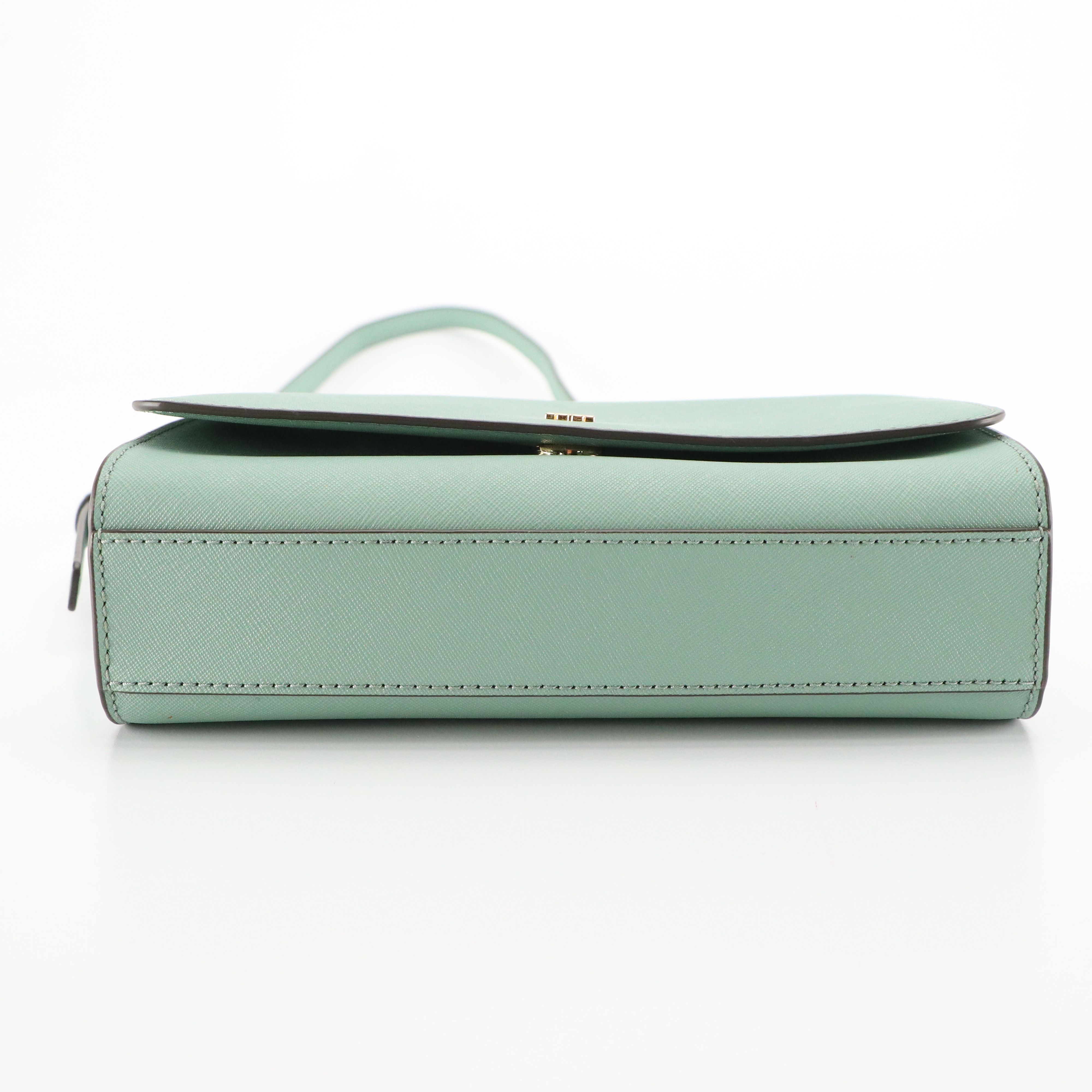 Tory Burch Emerson Combo Crossbody Bag in Minty Green Textured Leather