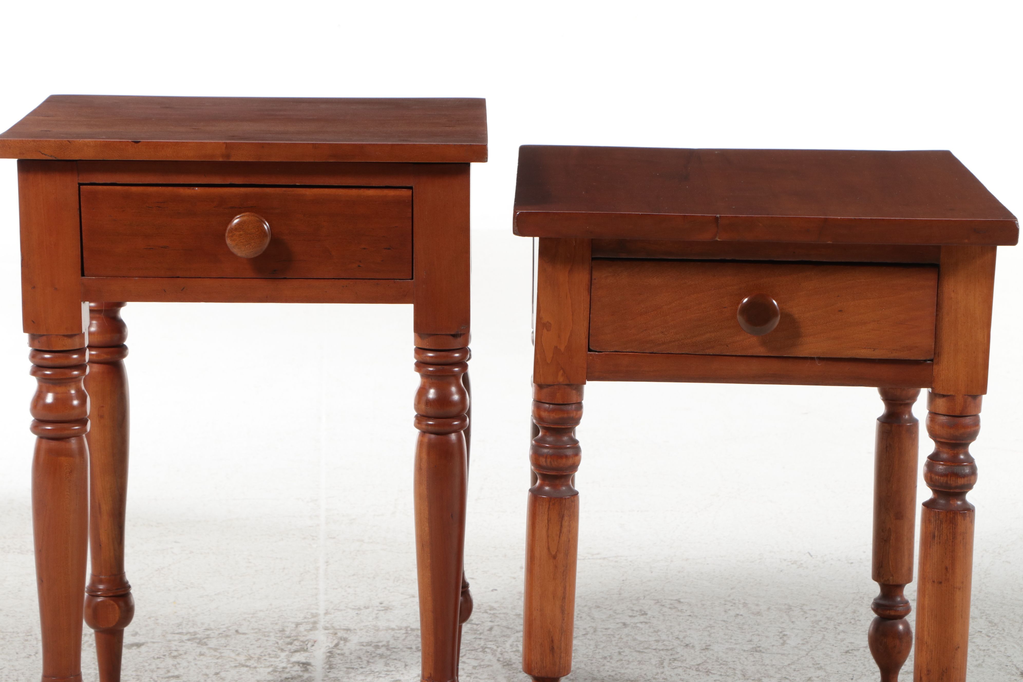 American Country Sheraton Style Cherry One-Drawer Nightstands