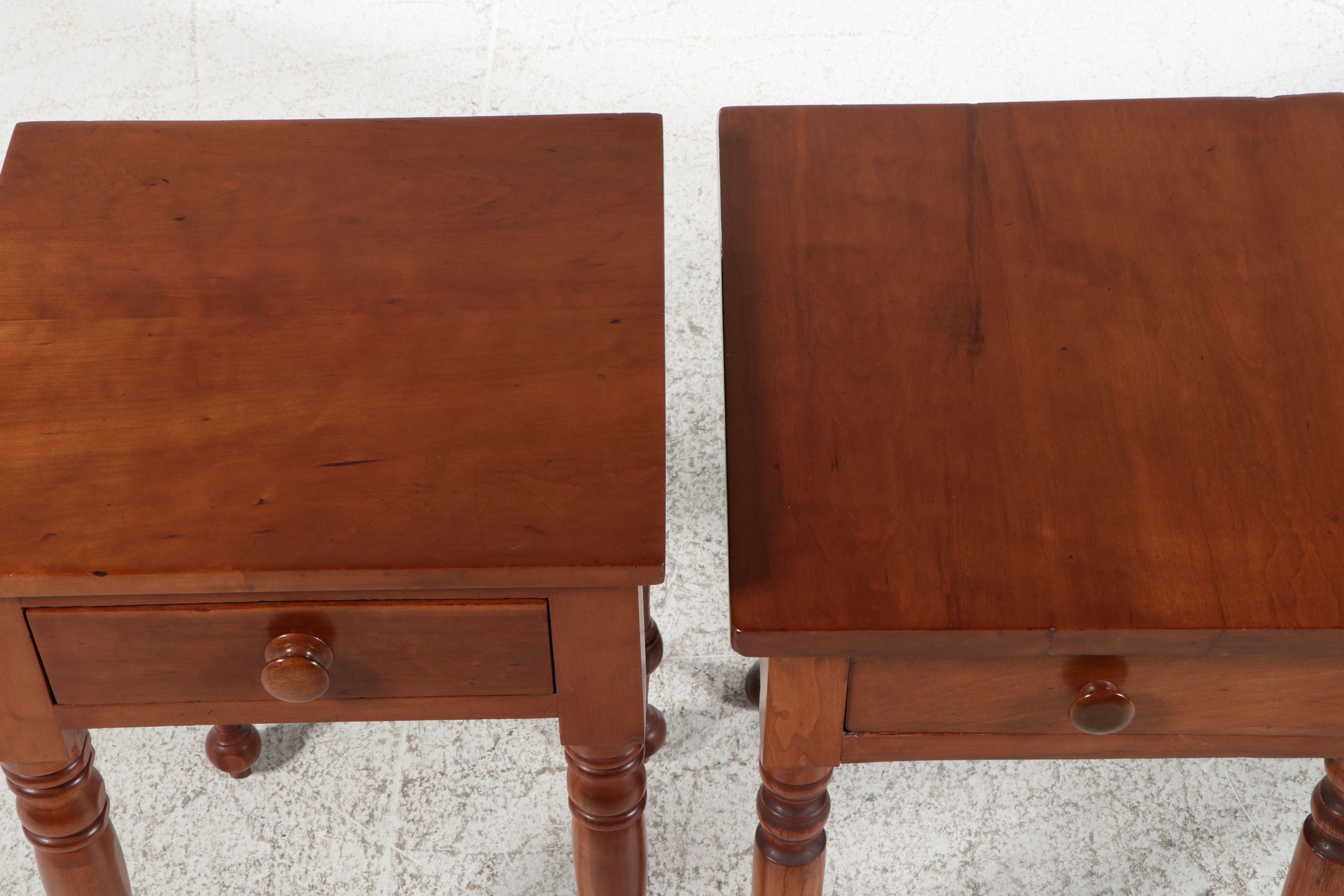 American Country Sheraton Style Cherry One-Drawer Nightstands