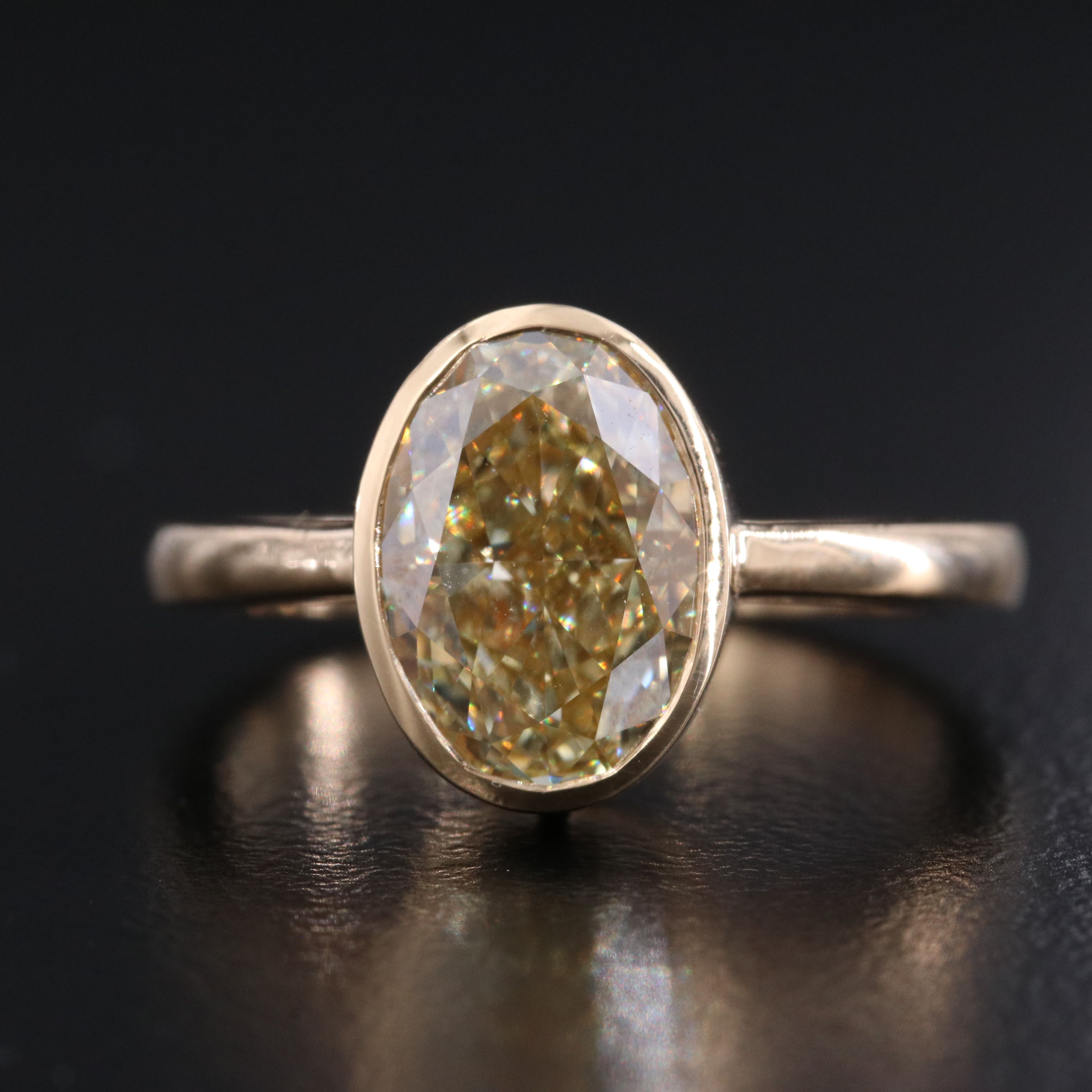 18K 3.10 CT Fancy Yellow Lab Grown Diamond Solitaire Ring with IGI Report
