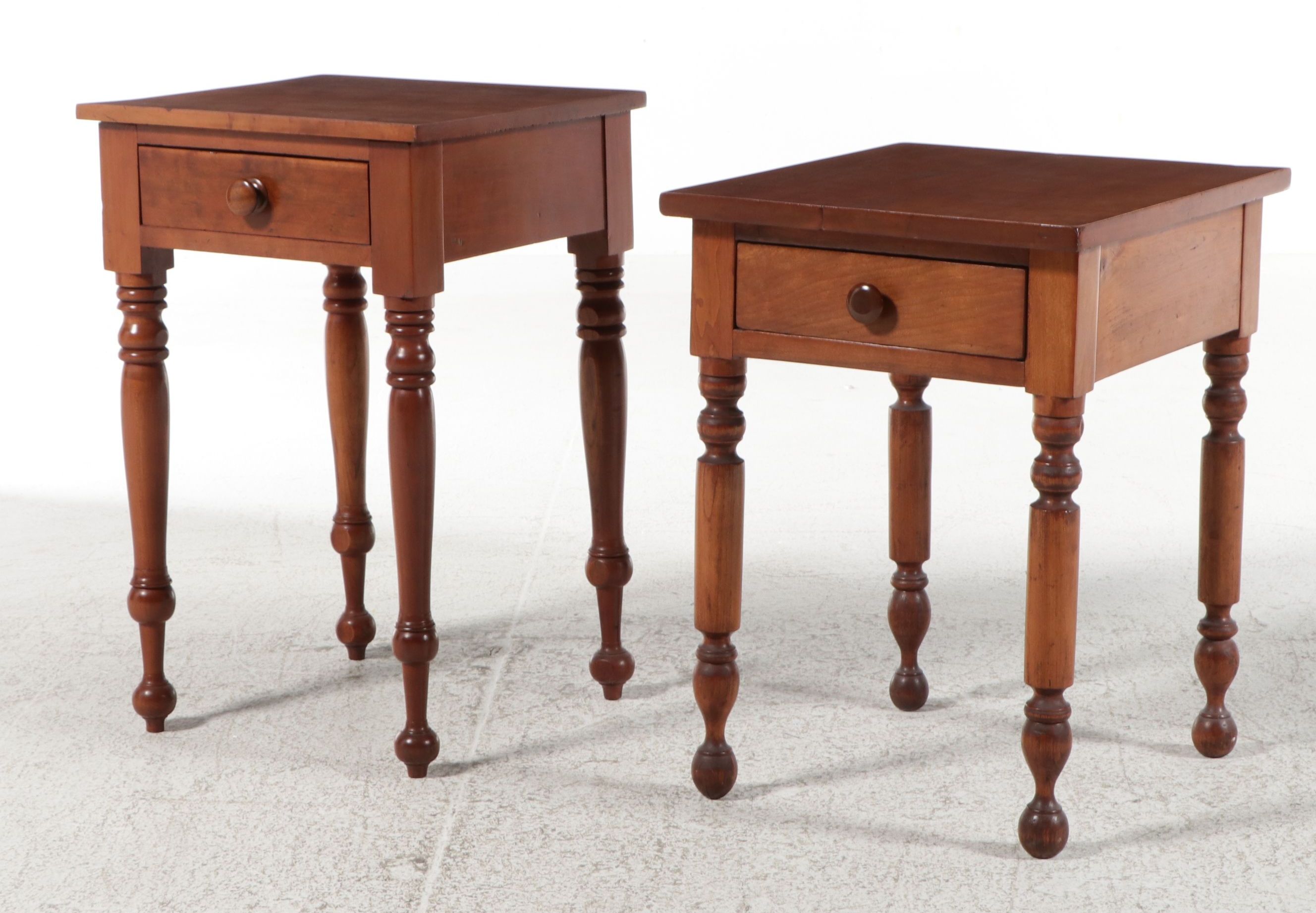 American Country Sheraton Style Cherry One-Drawer Nightstands