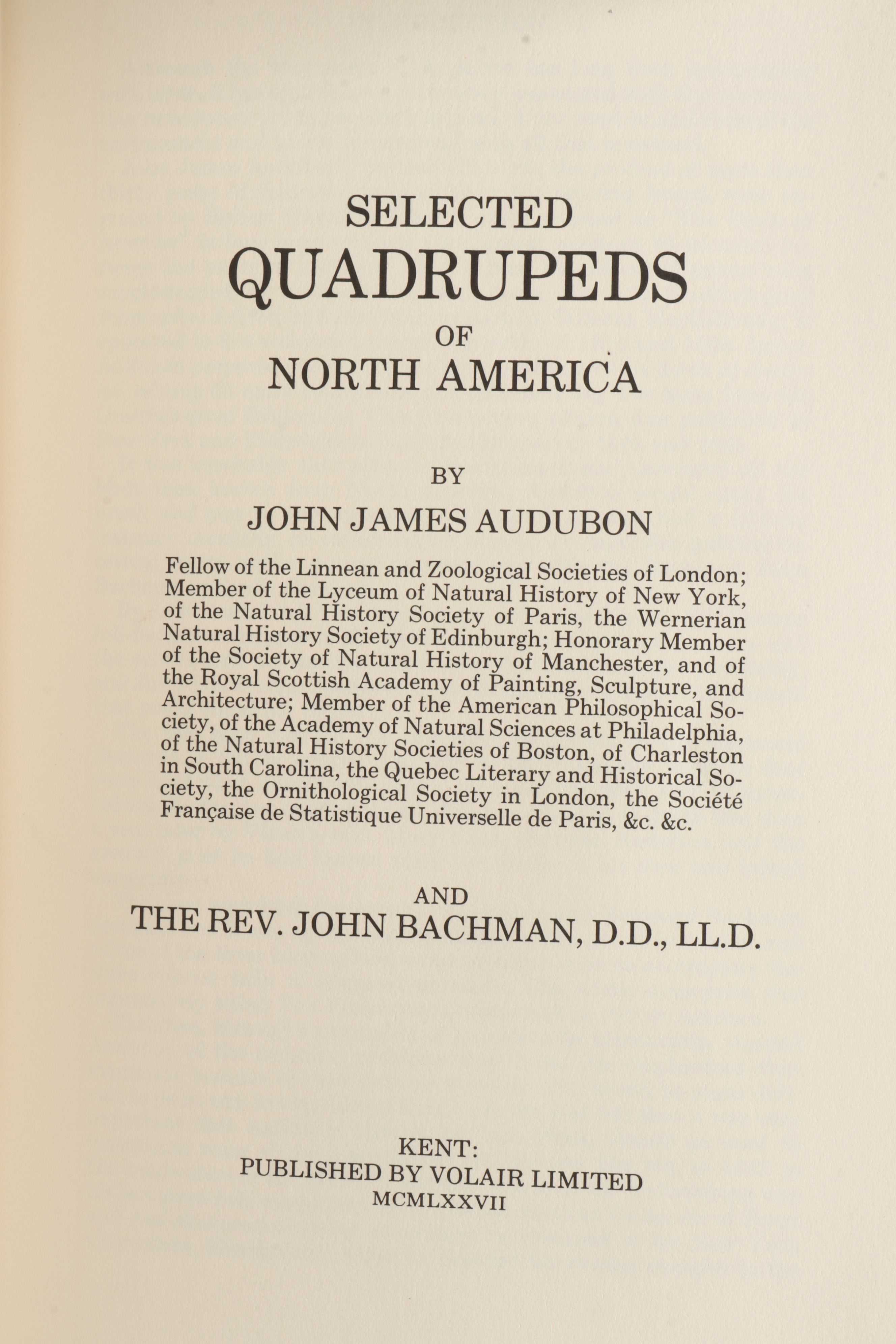 Limited Edition "Birds of America" and "Quadrupeds of North America" by Audubon