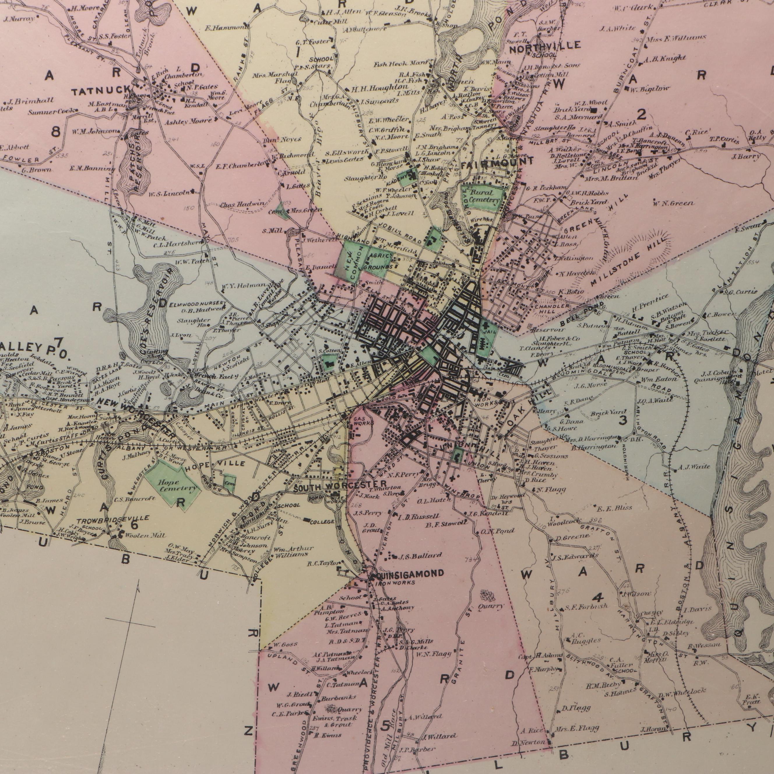 Hand-Colored Engraved Worcester County Massachusetts Maps, 1870