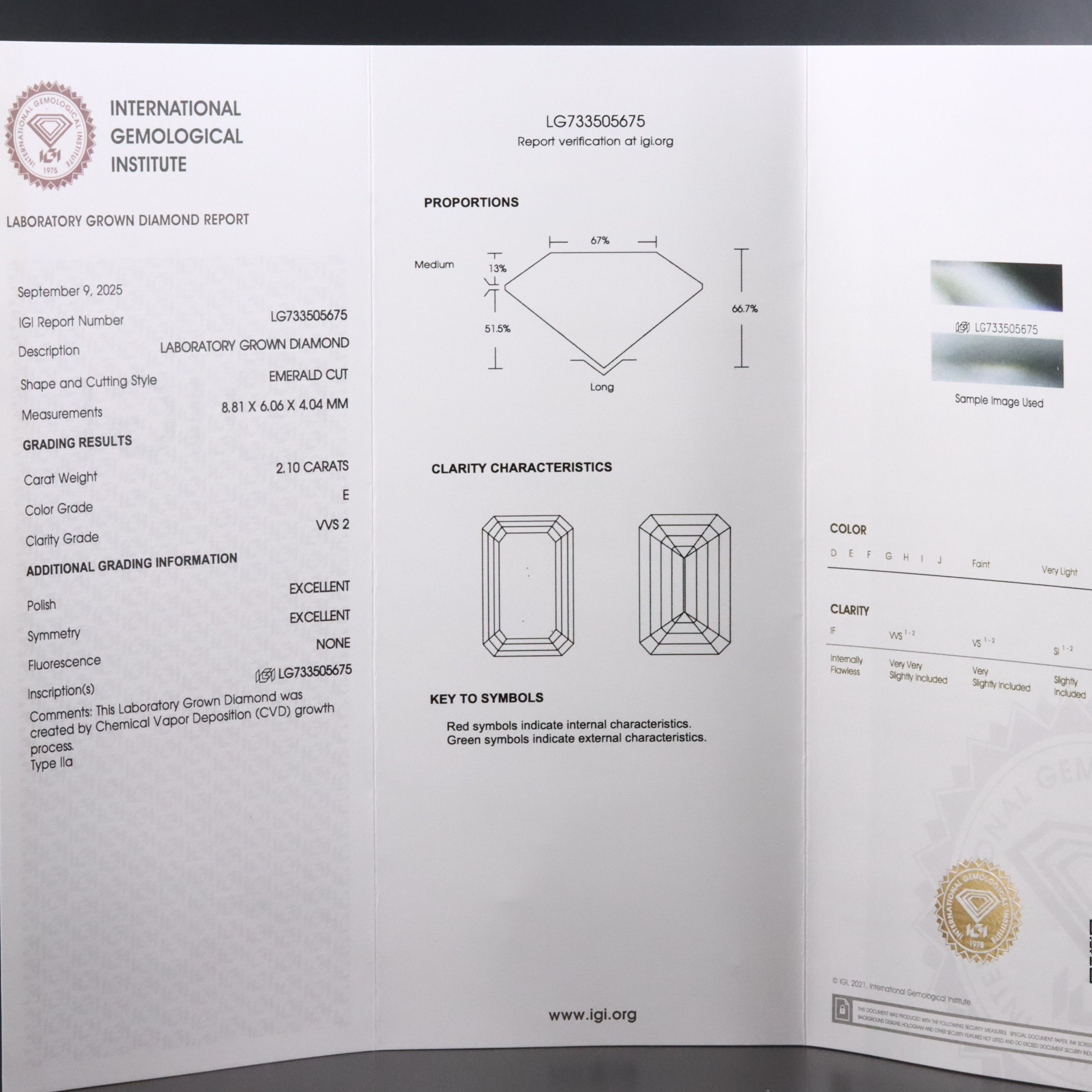 18K 2.21 CTW Lab Grown Diamond Ring with IGI Report