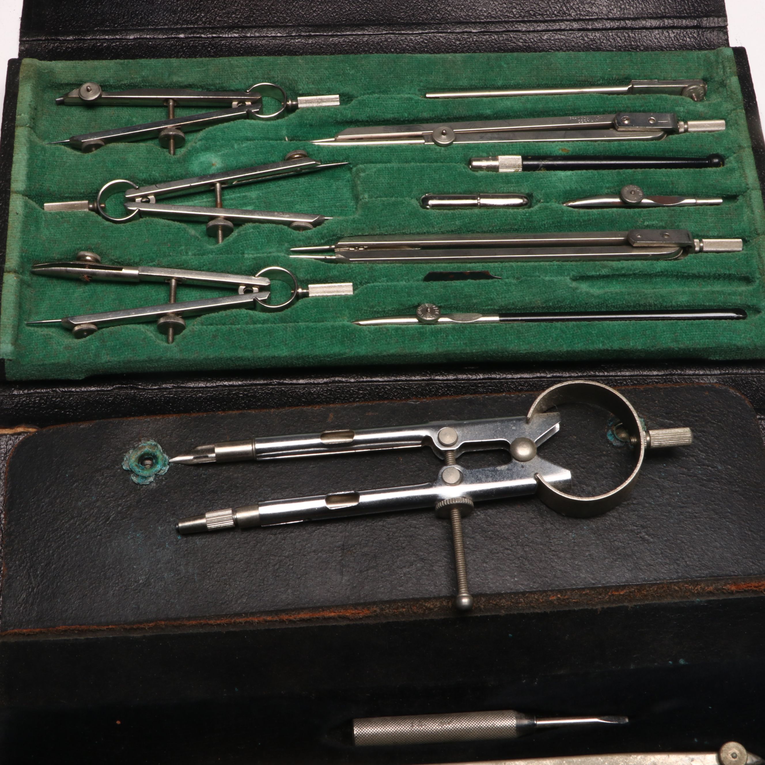 U.S. Navy Navigator Drawing Compass Case with More Vintage Drafting Tools