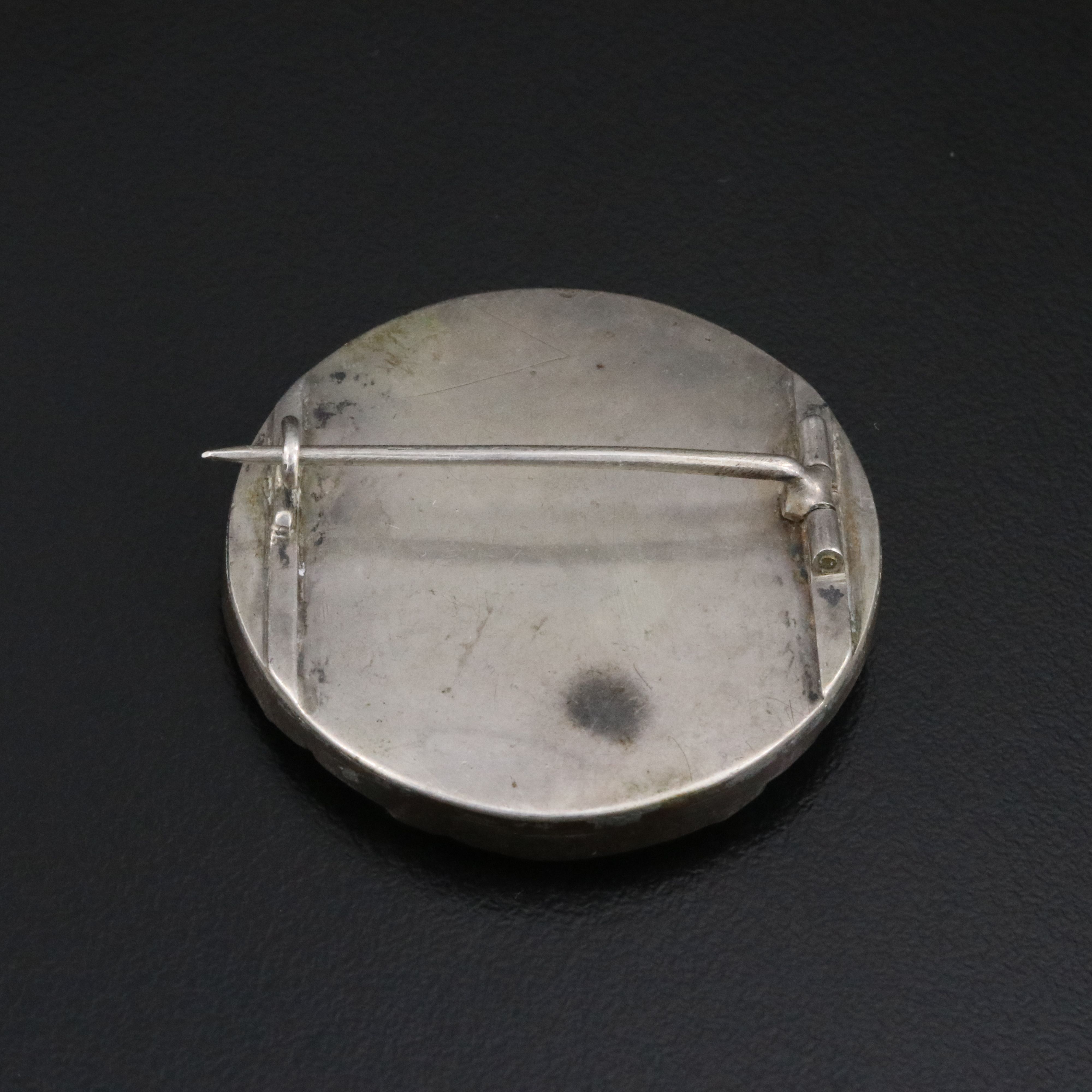 Japanese Meiji Period Shakudō and 900 Silver Emperor and Advisors Brooch