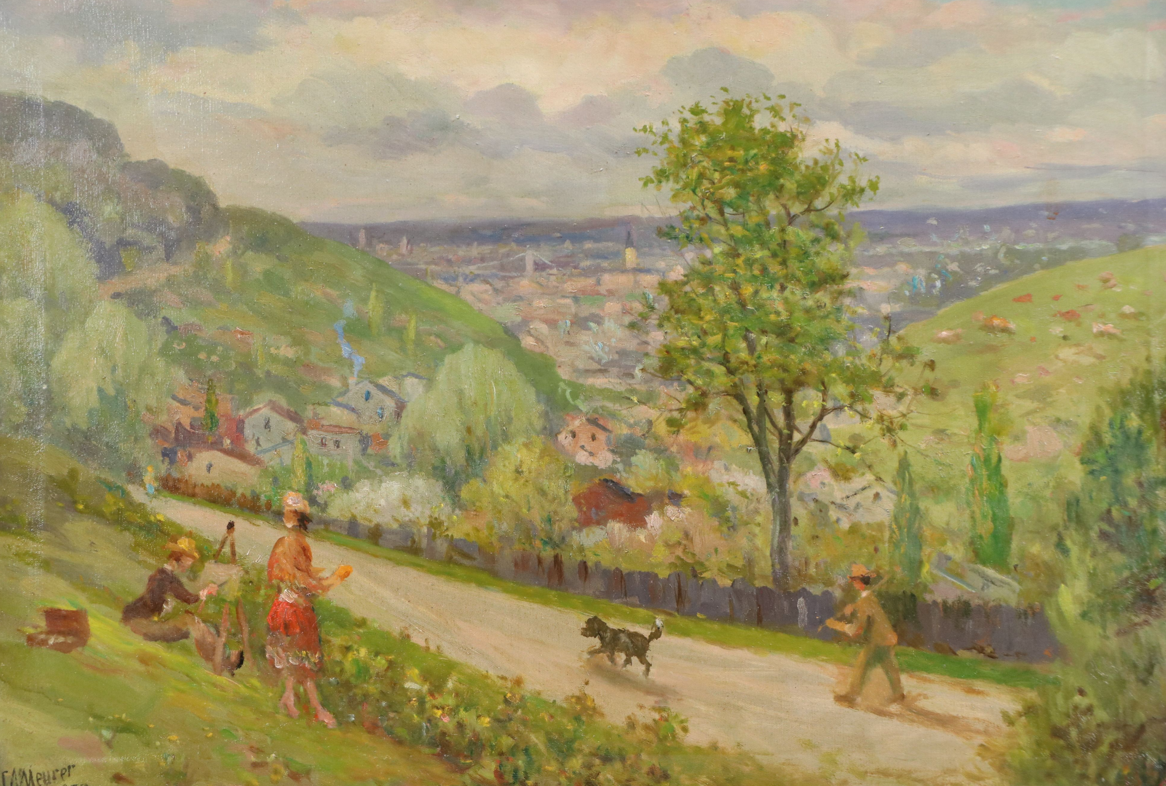 Charles A. Meurer Oil Painting "New Amsterdam from Dixie Highway," 1938