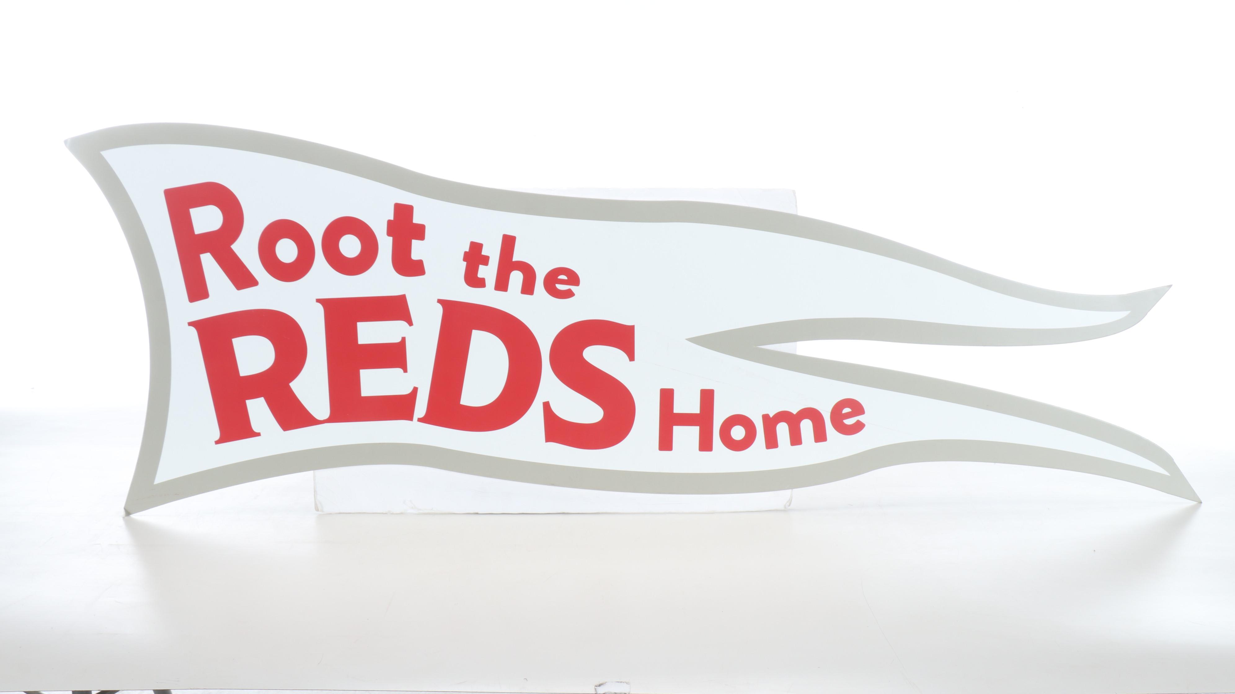 Cincinnati Reds Hall of Fame "Root The Reds Home" Sign with More