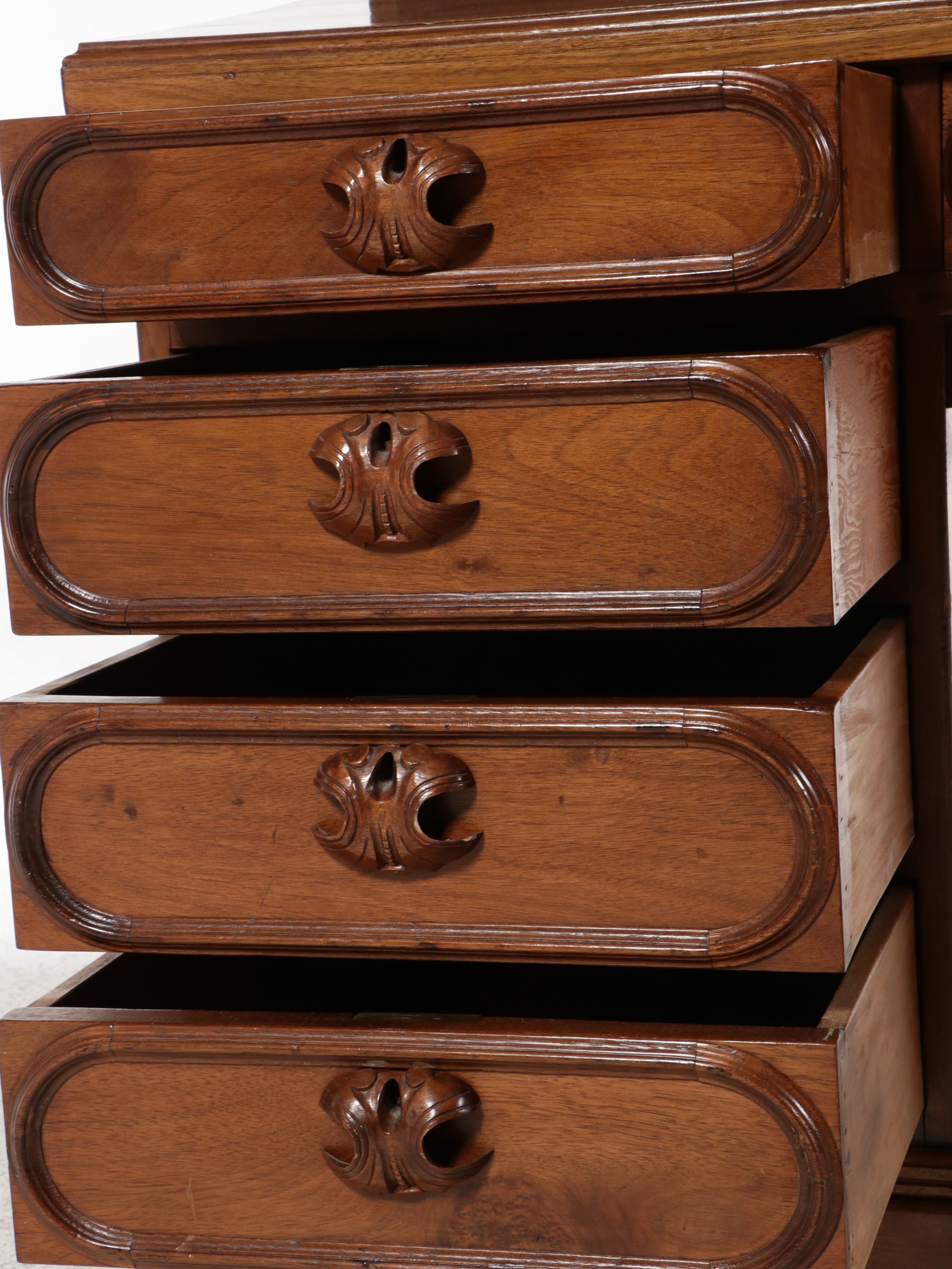 Victorian Gothic Revival Walnut Secretary Desk, Mid to Late 19th Century