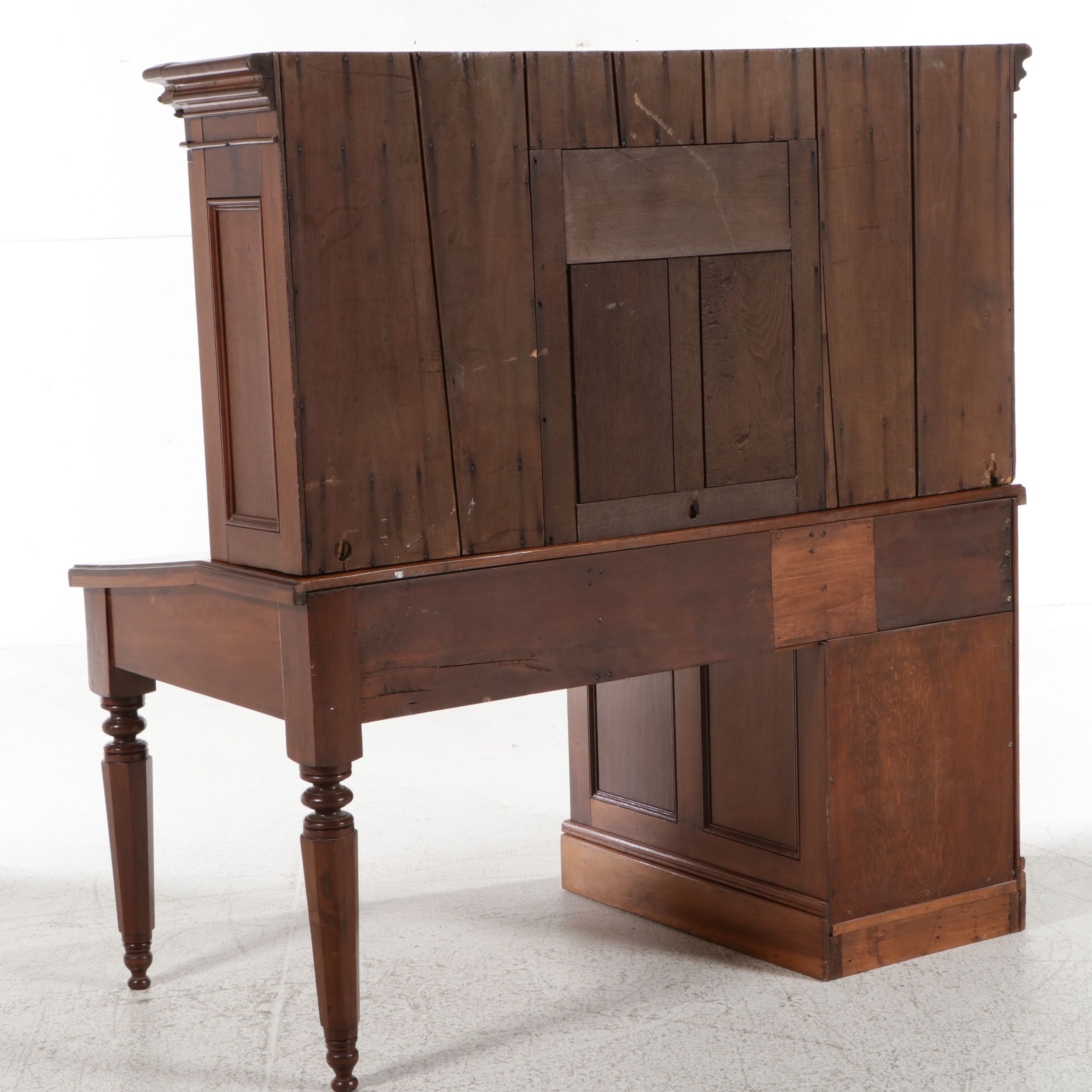 Victorian Gothic Revival Walnut Secretary Desk, Mid to Late 19th Century