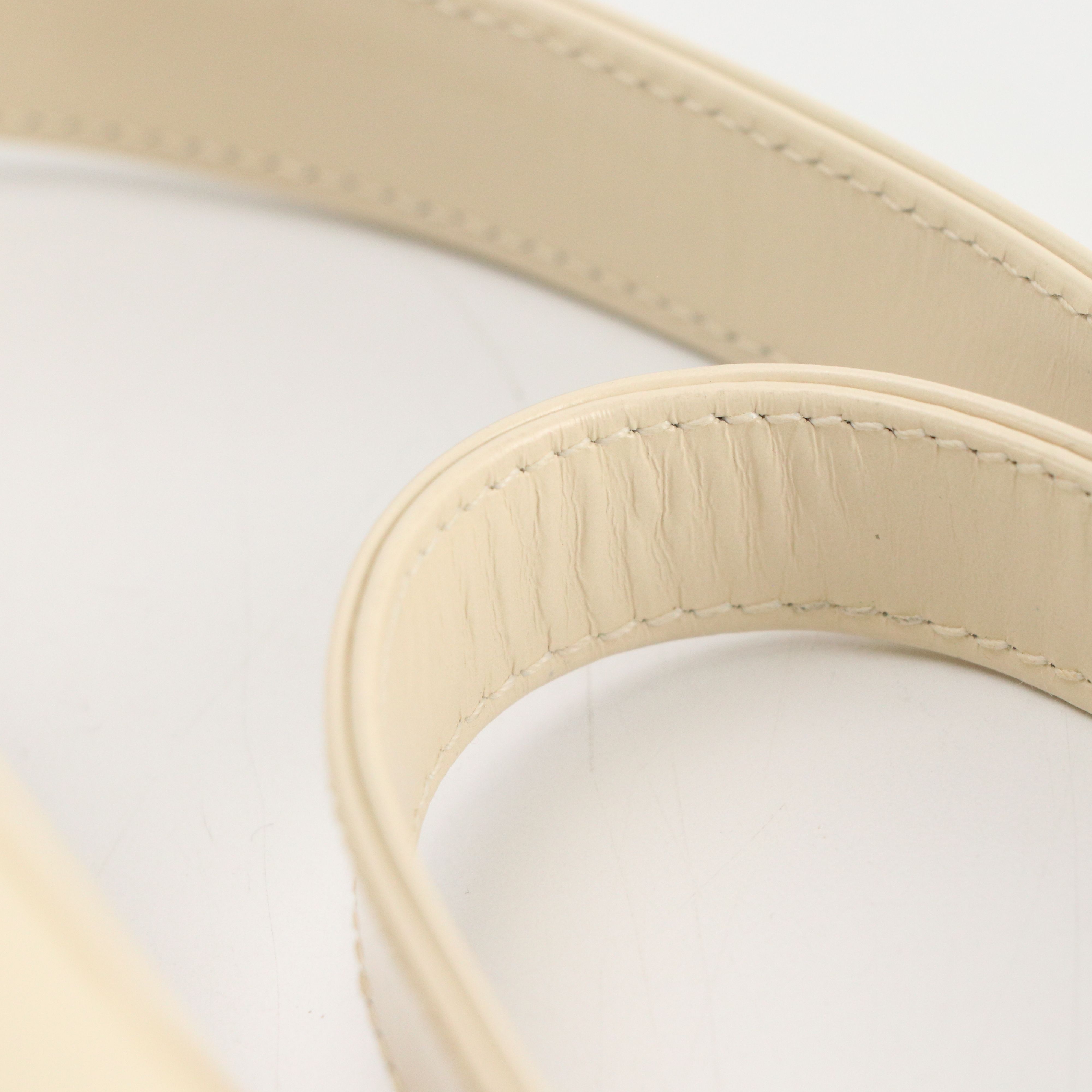 Prada Small Ring-Flap Shoulder Bag in Ivory Patent Leather